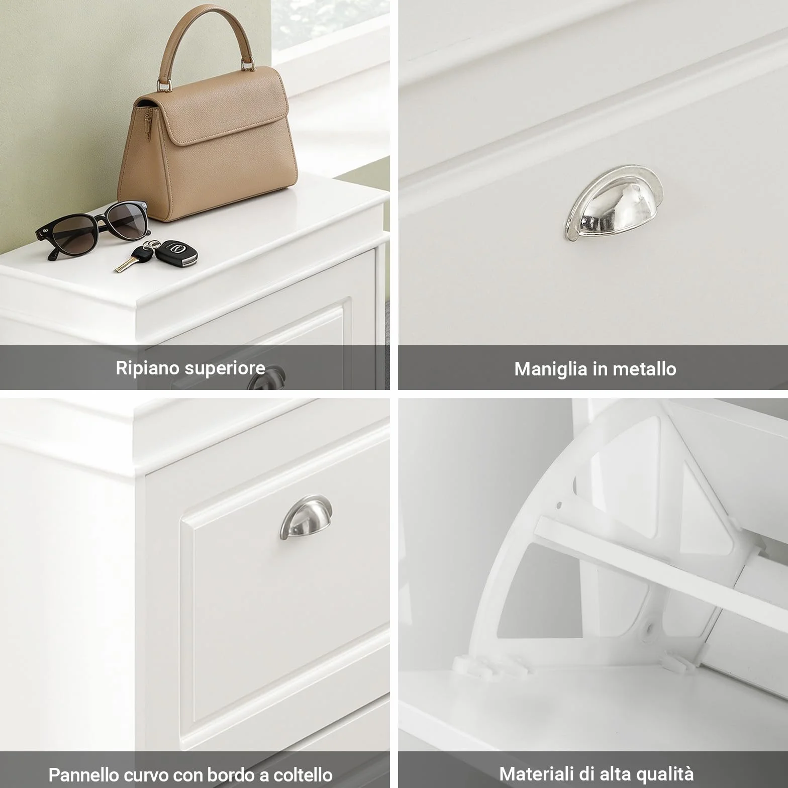 SoBuy Scarpiera Salvaspazio Slim Mobiletto da Ingresso 2 Ante a Ribalta 54x24x83cm Bianco FSR78-W