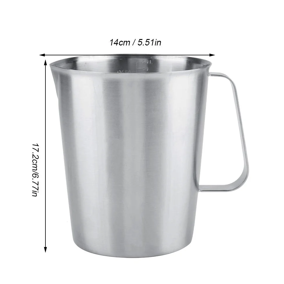 Tazza per schiumare - 2000ml Grande tazza graduata in acciaio inossidabile Tazza per latte Brocca per schiuma per caffè latte Art