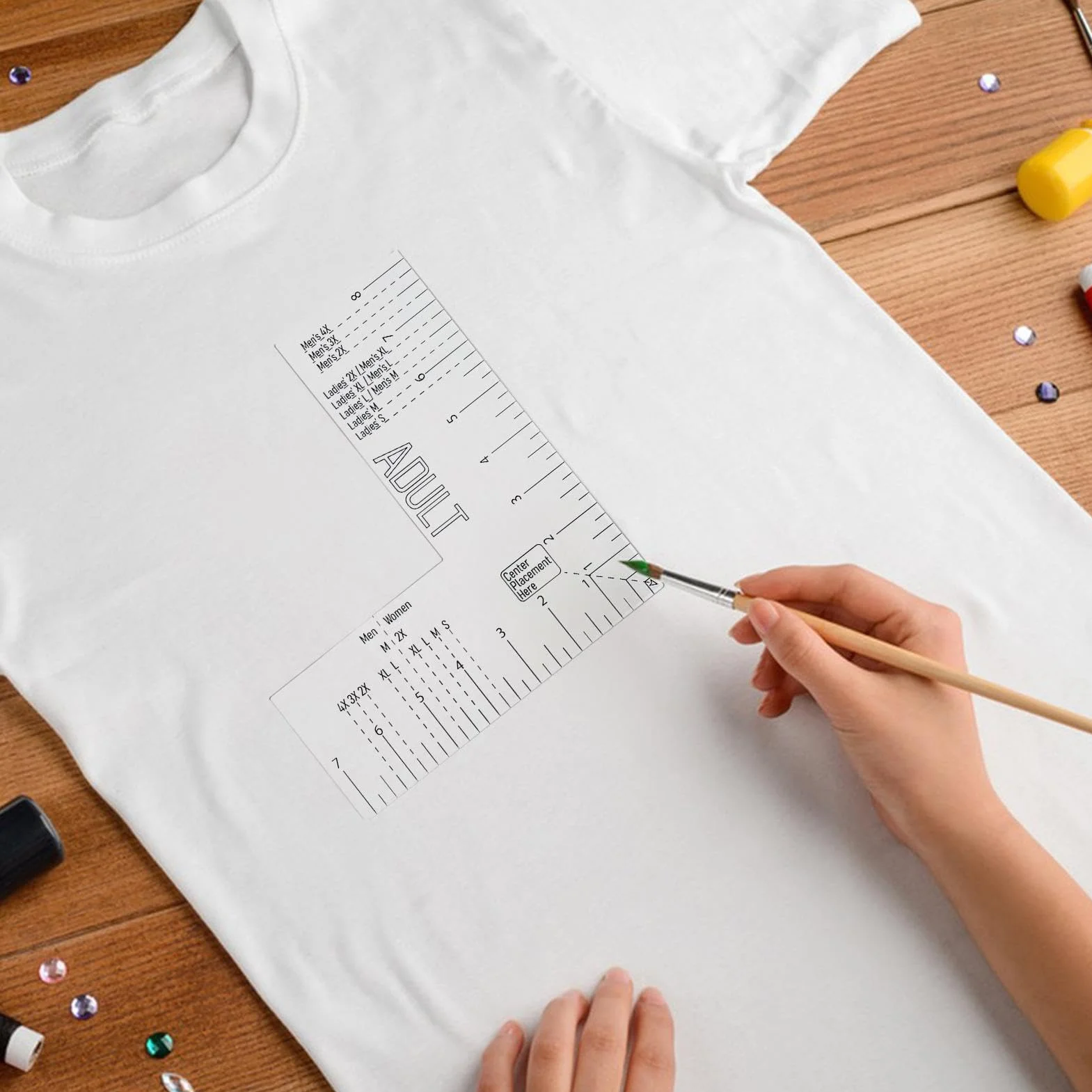 Maglietta in acrilico Righello per pressatura a caldo strumento di misurazione sublimazione serigrafia