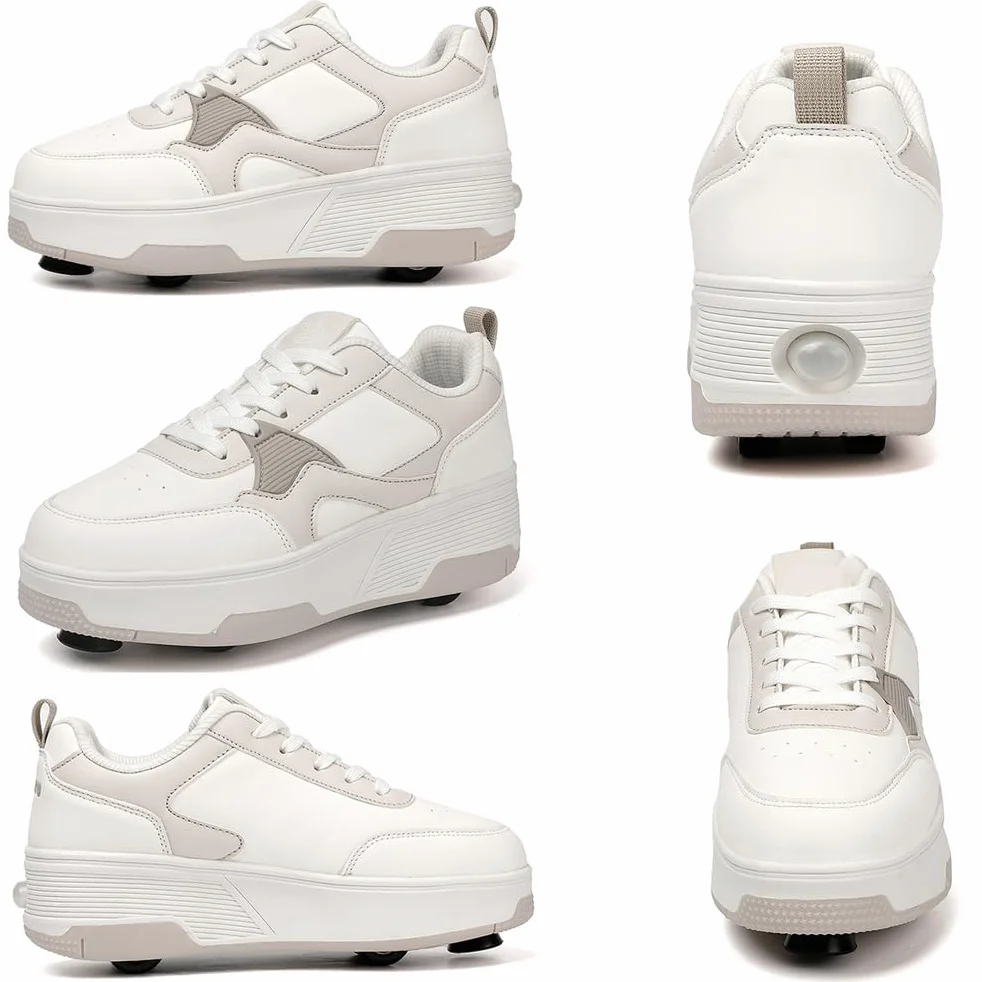 Scarpe con Rotelle Bambini 2-in-1 Sneakers con Ruote Retrattili, Scarpe da Skateboard e Pattini a Rotelle per Bambini Ragazzi Ragazze