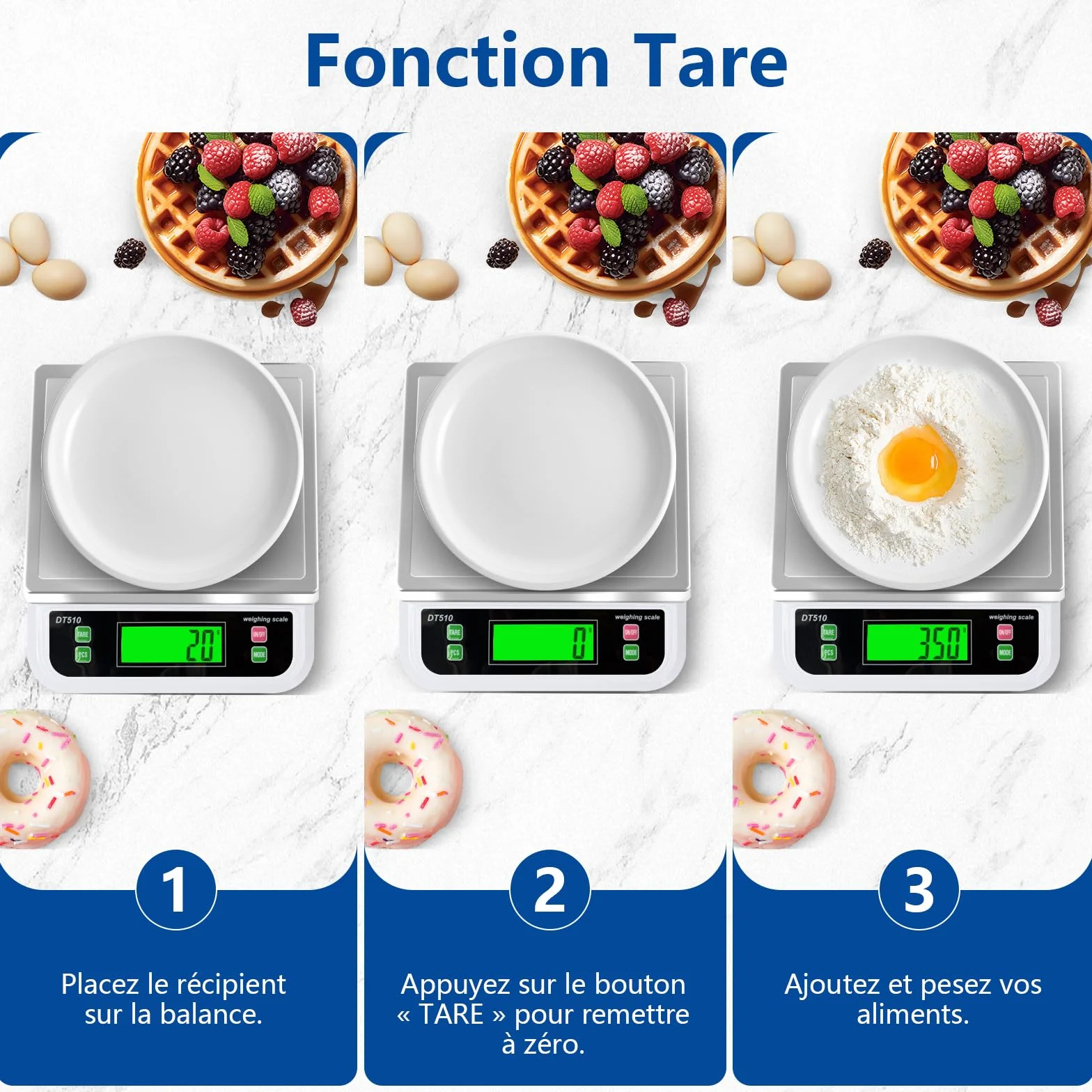 Bilancia da Cucina Professionale 40kg bilancia cucina ad Alta Precisione 1g Bilancia per Alimenti con Display LCD Bilancia Elettronica Funzione Tara Conteggio PCS e 6 Unità