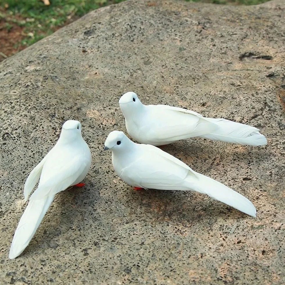 Figurine Colomba Simulazione Bianco Nexren 12 Pezzi Decorazione Casa Giardino Festa Nozze Centrotavola