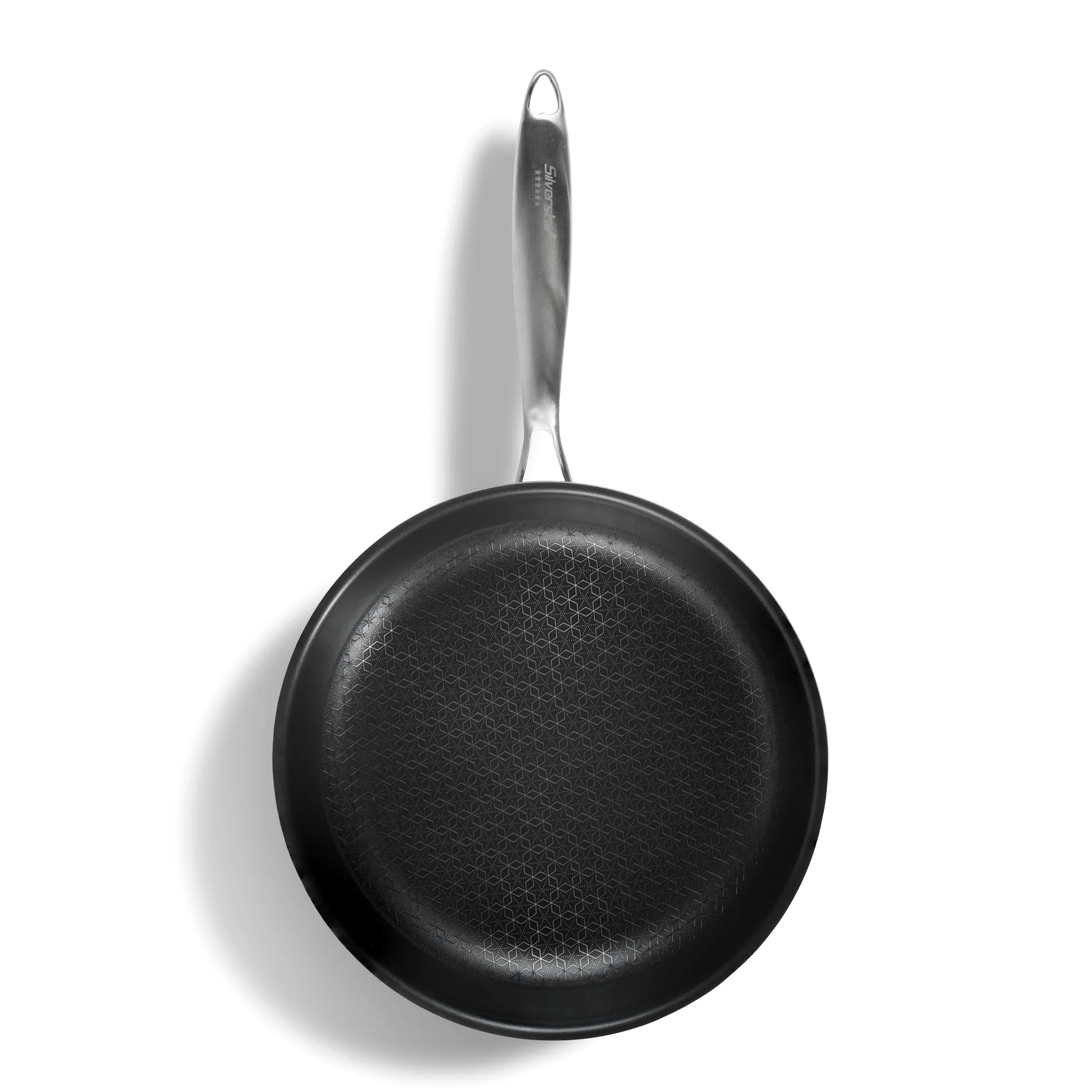 Silverstar Set di padelle in acciaio inox, 20/24/28 cm, con coperchio 24/28 cm, spatola a nido d'ape, antigraffio, antiaderente a induzione, struttura a nido d'ape, per tutti i piani cottura, forno,