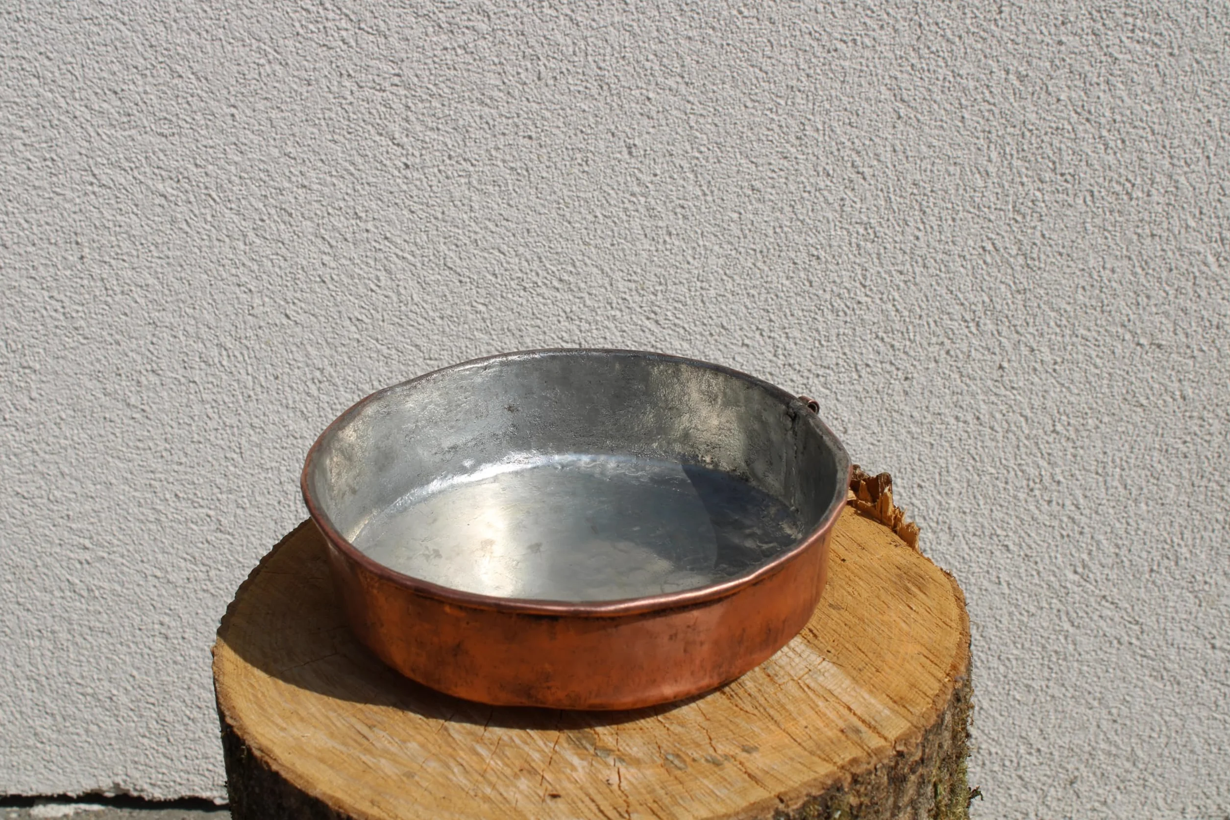Pentola da Forno Rotonda in Rame, Stagnata all'Interno, Fatta a Mano, Pirofila Tradizionale con Manici ad Anello, per Cottura Professionale (30 cm)