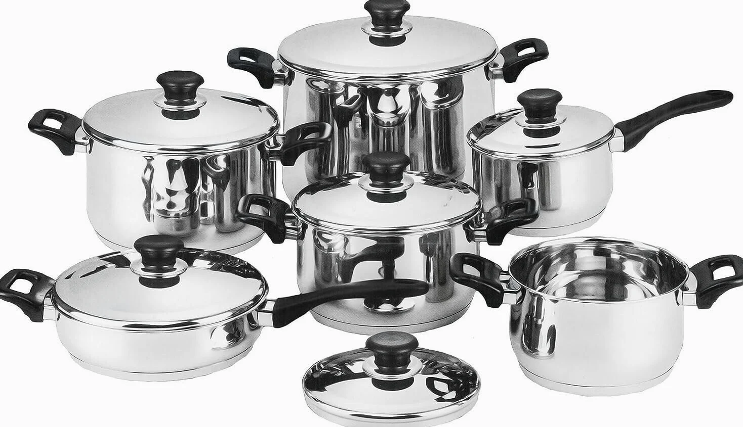 BATTERIA DI PENTOLE BAVARIA 12 PEZZI IN ACCIAIO INOX 18/10