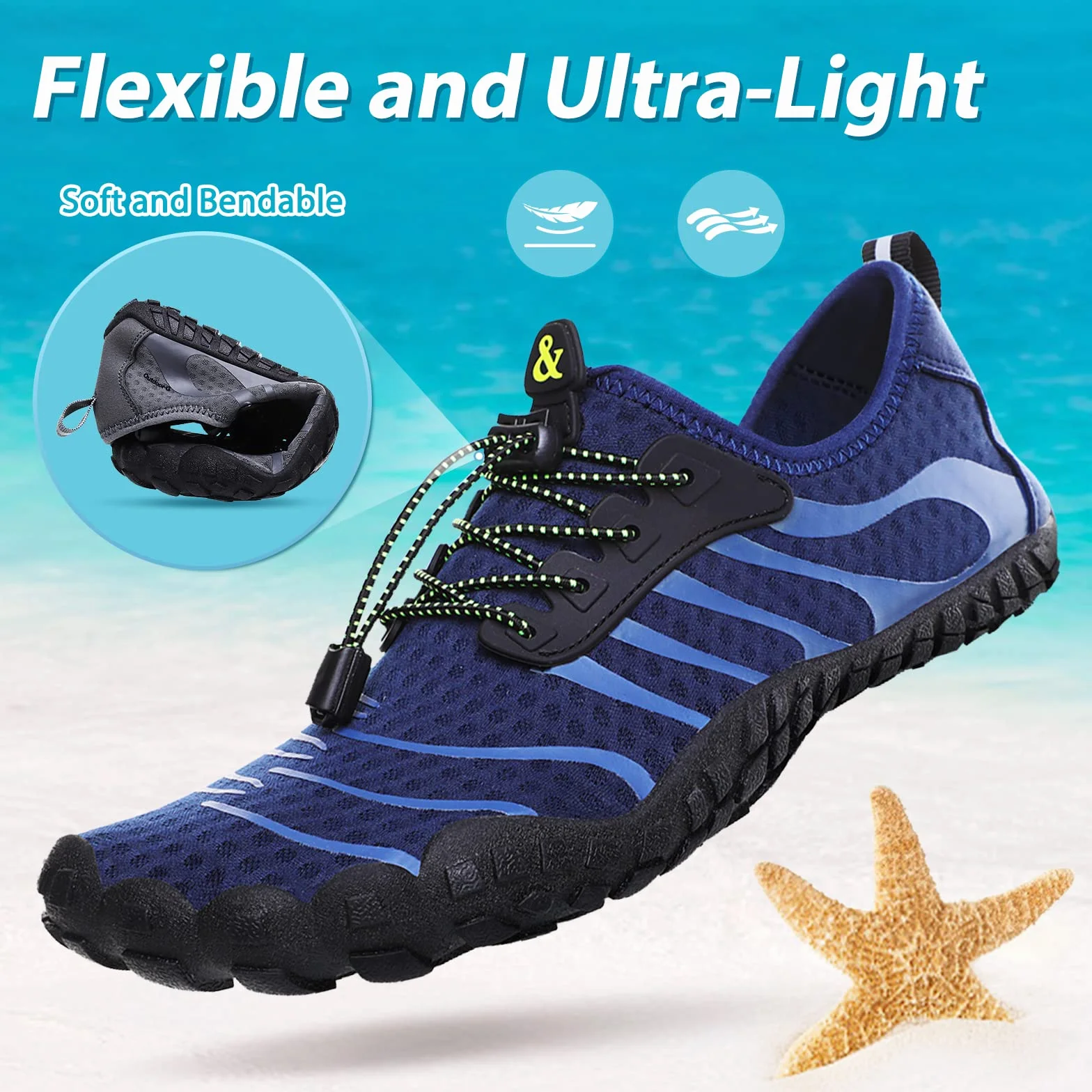 Scarpe da Acqua Unisex Uomo Donna Spiaggia Immersione Surf a Piedi Nudi Quick Dry Leggero Sport Diving Piscina