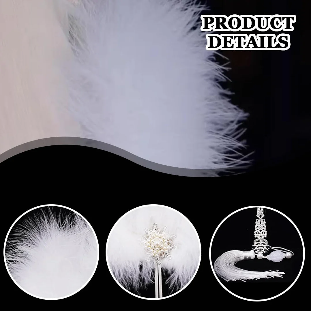Ventaglio Piume Anni '20 Vintage Handheld Feather Fan Donna Gatsby Party Costume Accessori Bianco