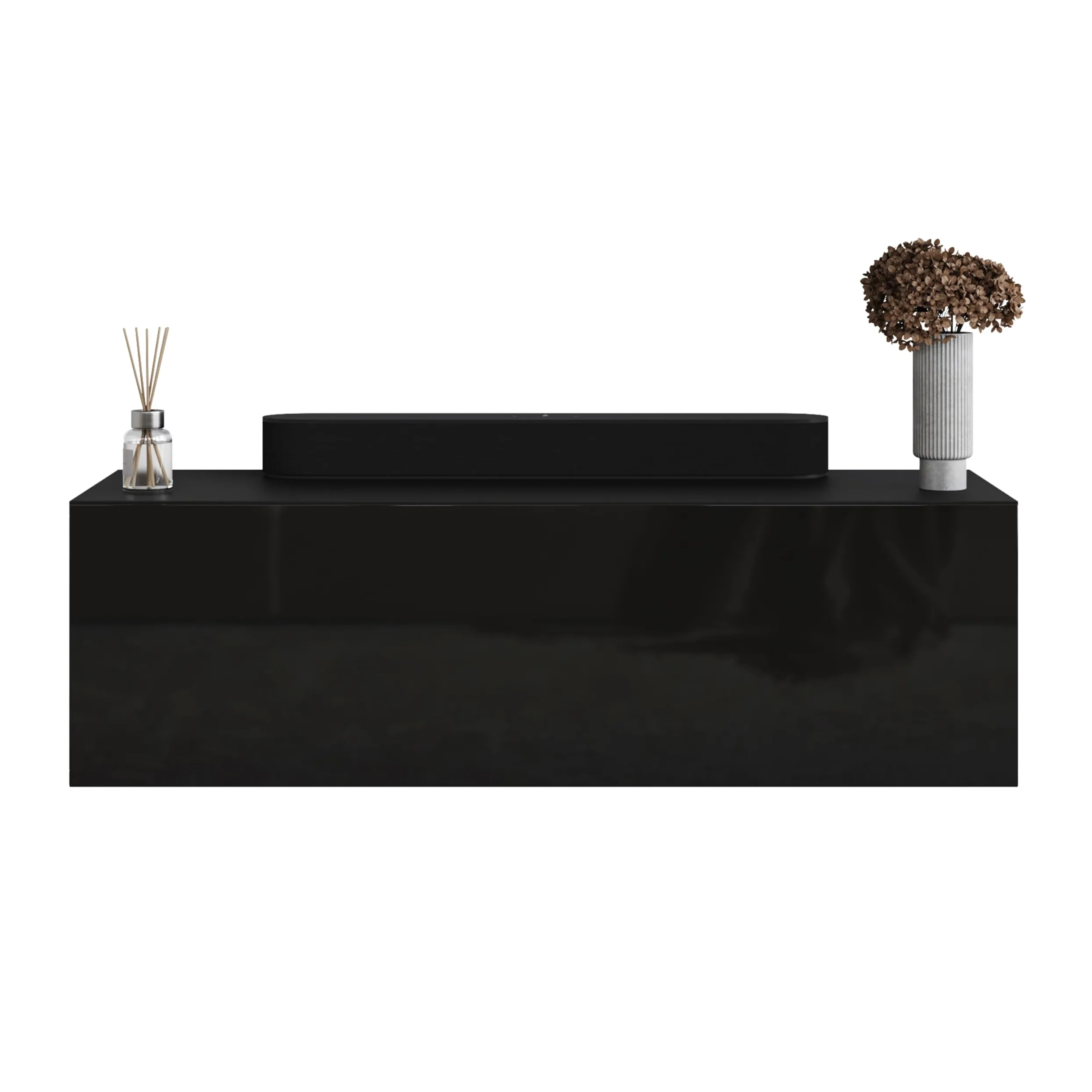 Planetmöbel - Mobile da ingresso, 2 x 100 cm, nero. pannello da parete 50 cm, rovere dorato/antracite, specchio da 50 cm (senza LED), 32,5 x 100 x 37,8 cm (A x L x P)