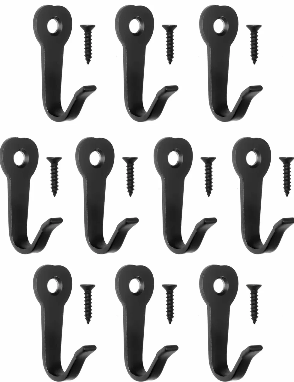 Fuxxer® Classico appendiabiti gancio in ferro vintage retrò 39 x 22 mm set da 10 nero