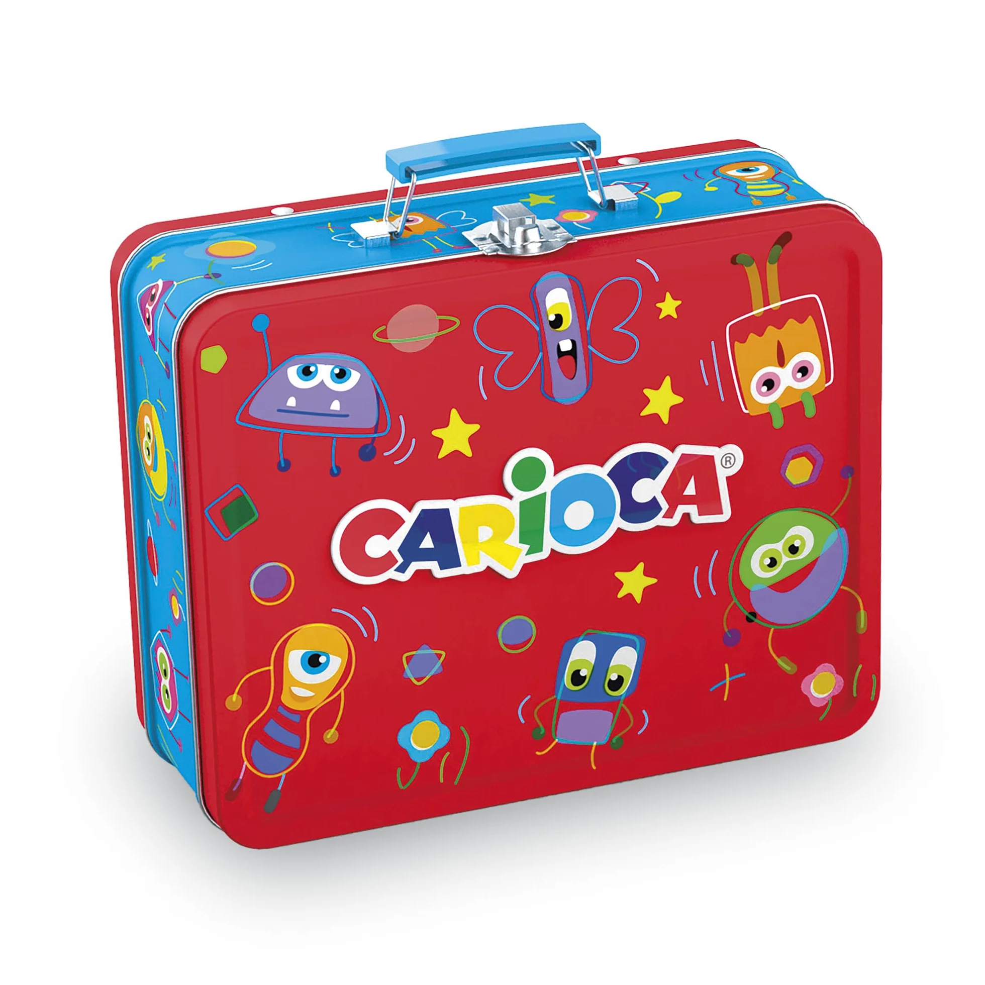 CARIOCA Set Creativo 100 Pennarelli Punta Fine Lavabili Album da Colorare A4 Astuccio Metallo Rosso