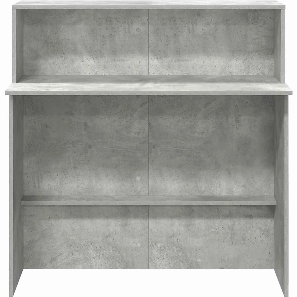 Bancone da ricevimento, in legno grigio cemento, 100 x 50 x 103,5 cm, con spazio e ripiano, scrivania versatile per ufficio, reception, postazione di lavoro e home office, struttura stabile con