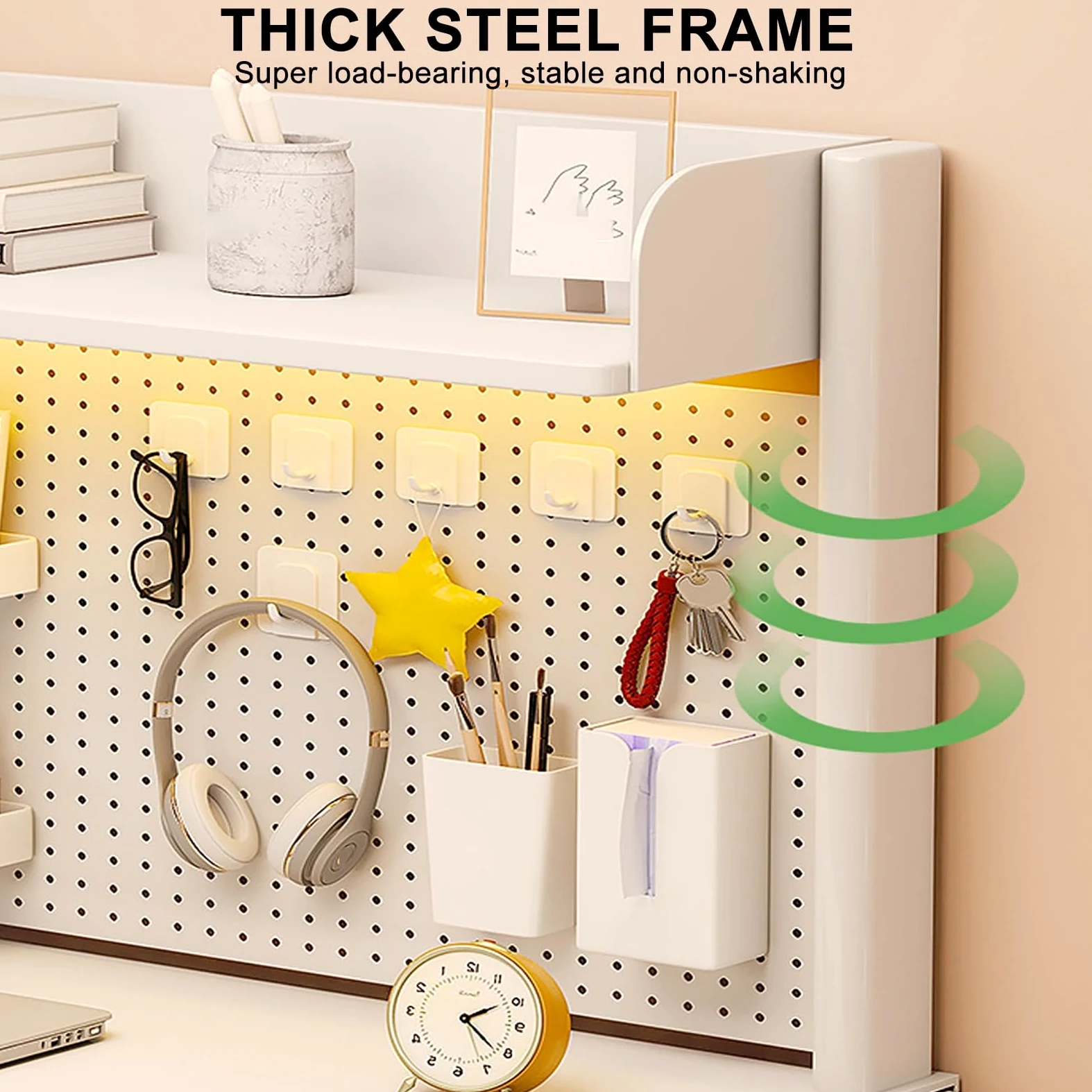 Mensola da Scrivania Workstation con Pannello Forato Estensibile da Scrivania, Scaffale da Scrivania con Morsetto Sopra, Pannello con Picchetti Magnetici in Metallo con 20 Accessori ( Size : 100*95cm/