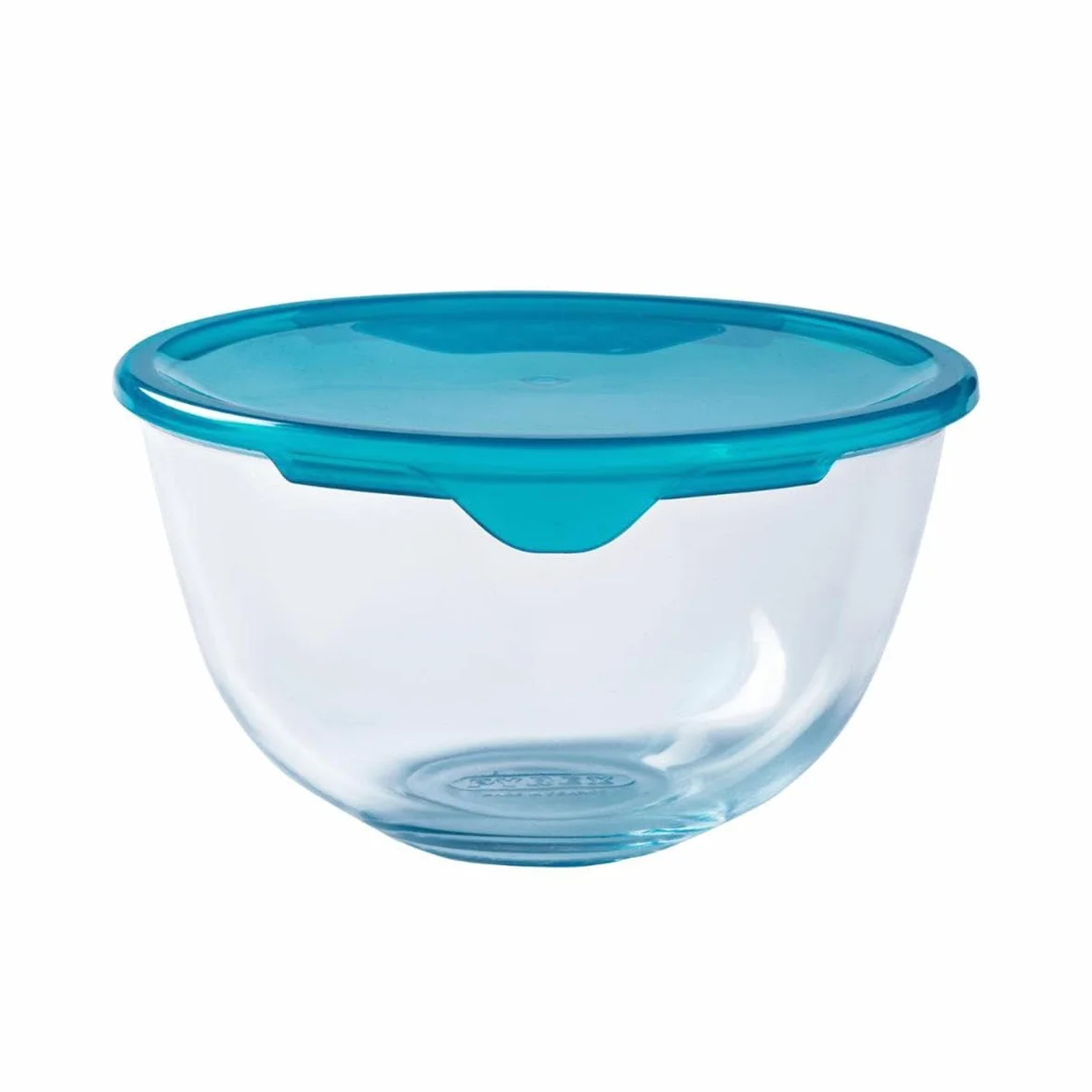Pyrex 180P000 Ciotola di vetro ad alta resistenza con coperchio, Trasparente/Blu, 2 L