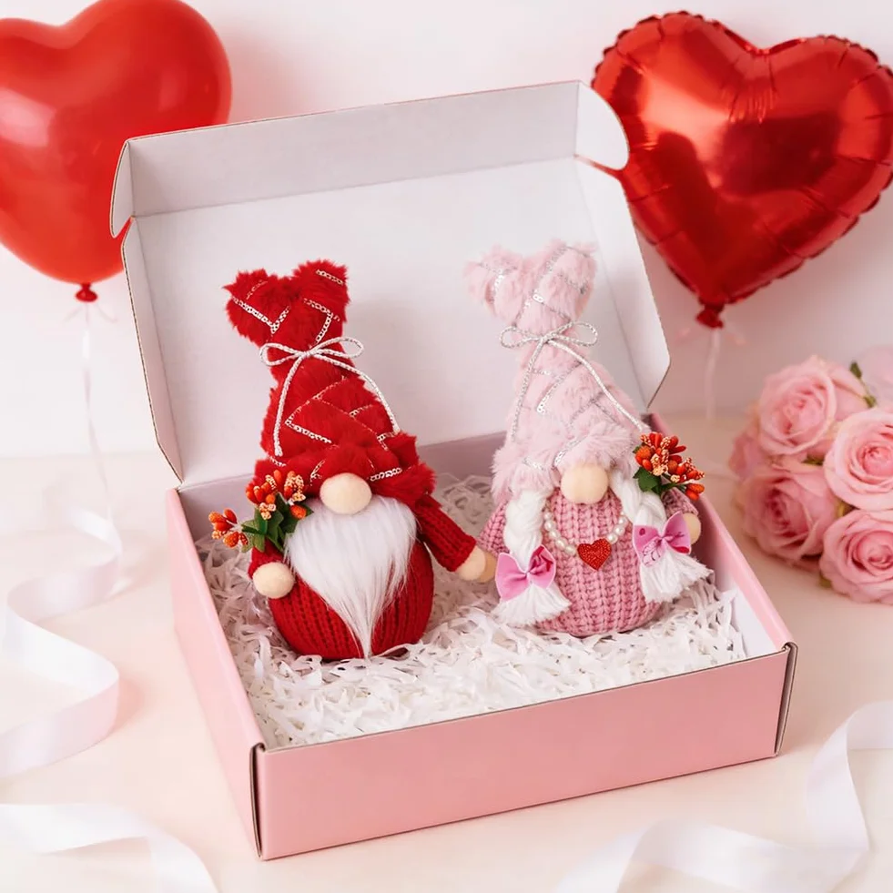 2 Pièces Décoration Peluche de Nain pour Saint Valentin, Tomte scandinave pour la Saint-Valentin, Figurines Créatives De Gnome Amusantes, Poupée De Festival Cadeaux pour Saint-Valentin