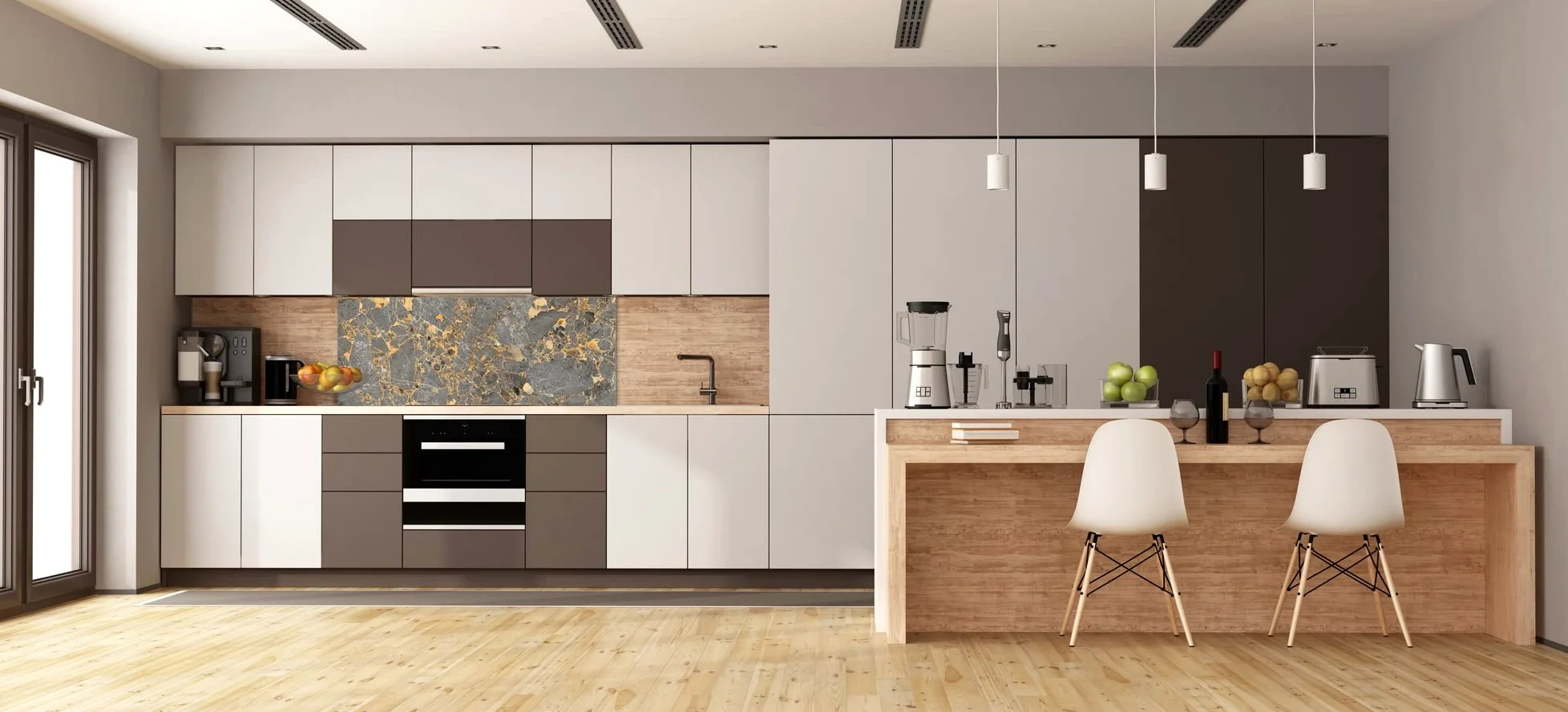 Concept Crystal Pannello Cucina Moderno in Vetro - Schienale per pareti di Grande Formato BBS17: Marmi 2 Serie