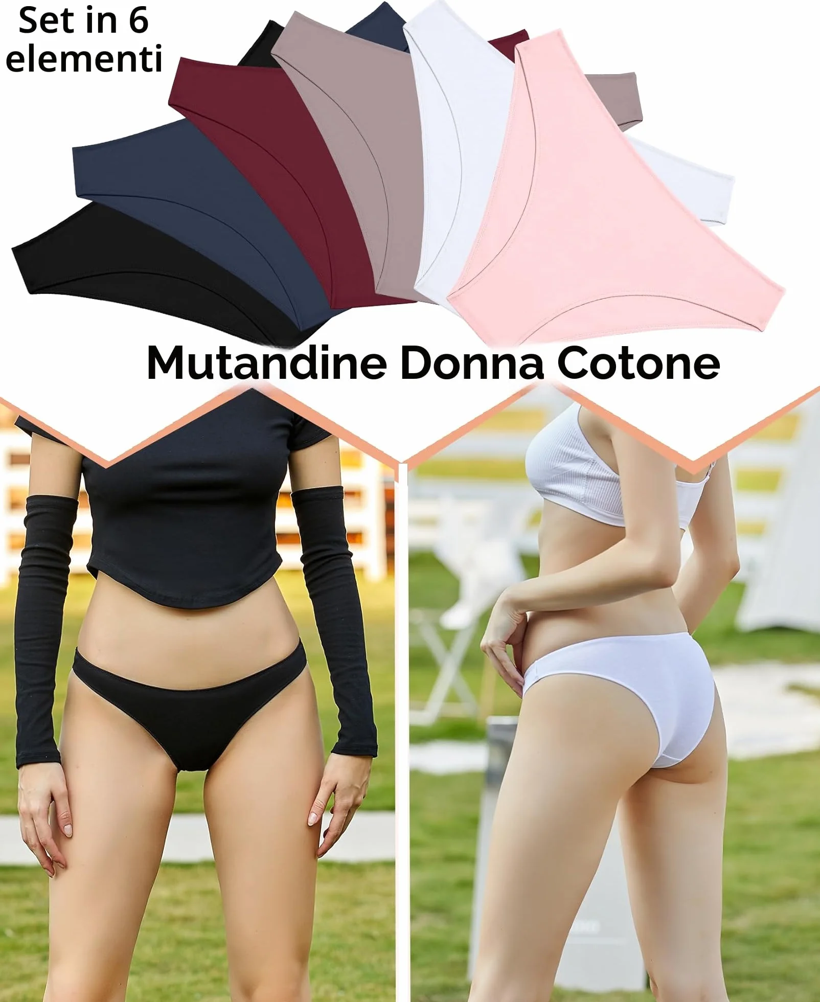 BeReady Mutande Donna Cotone Slip Donna Seducente Cotone Intimo Set Mutandine a Vita Bassa Bikini Underwear Pacco da 6
