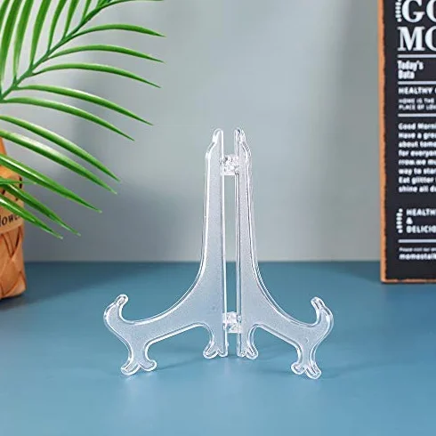 Chiaro Deselezionare plastica cavalletti o titolari di Stand/piastra per visualizzare immagini o altri oggetti ai matrimoni, decorazione domestica 7 inch(24 pack