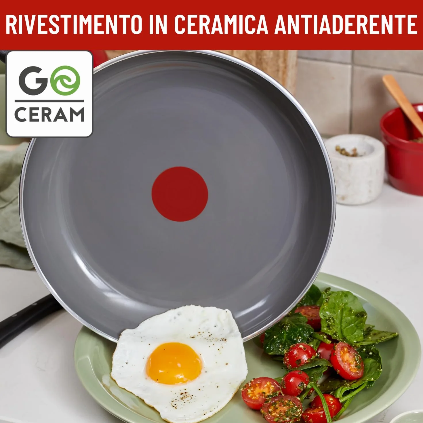 Lagostina Goccia Padella 32 cm, Rivestimento Ceramica Antiaderente, Thermo-Signal, Induzione