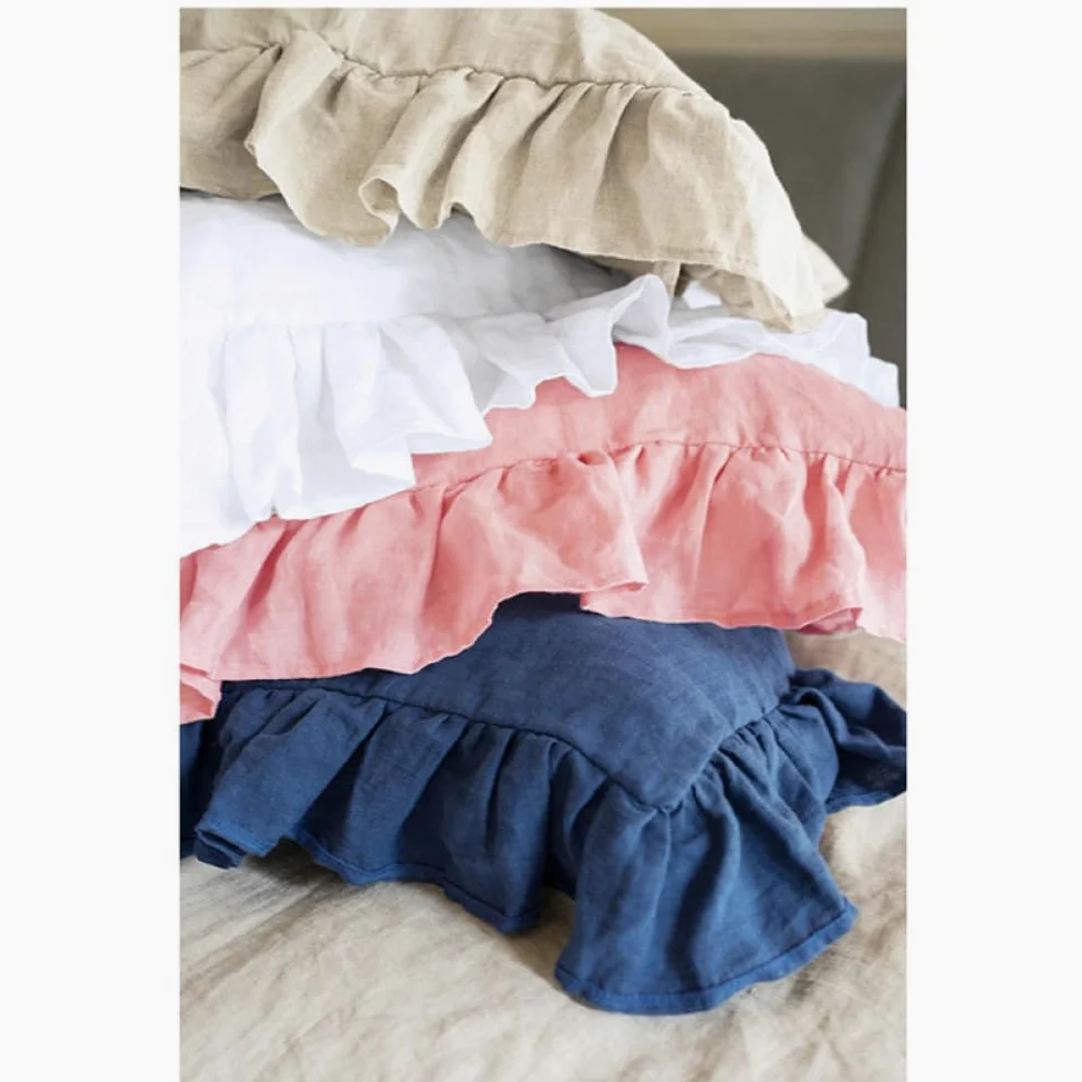 Federe bianche con bordi increspati Copricuscini per biancheria da letto di dimensioni standard Chiusura a busta Sham Solido, grigio scuro, 50x80 cm