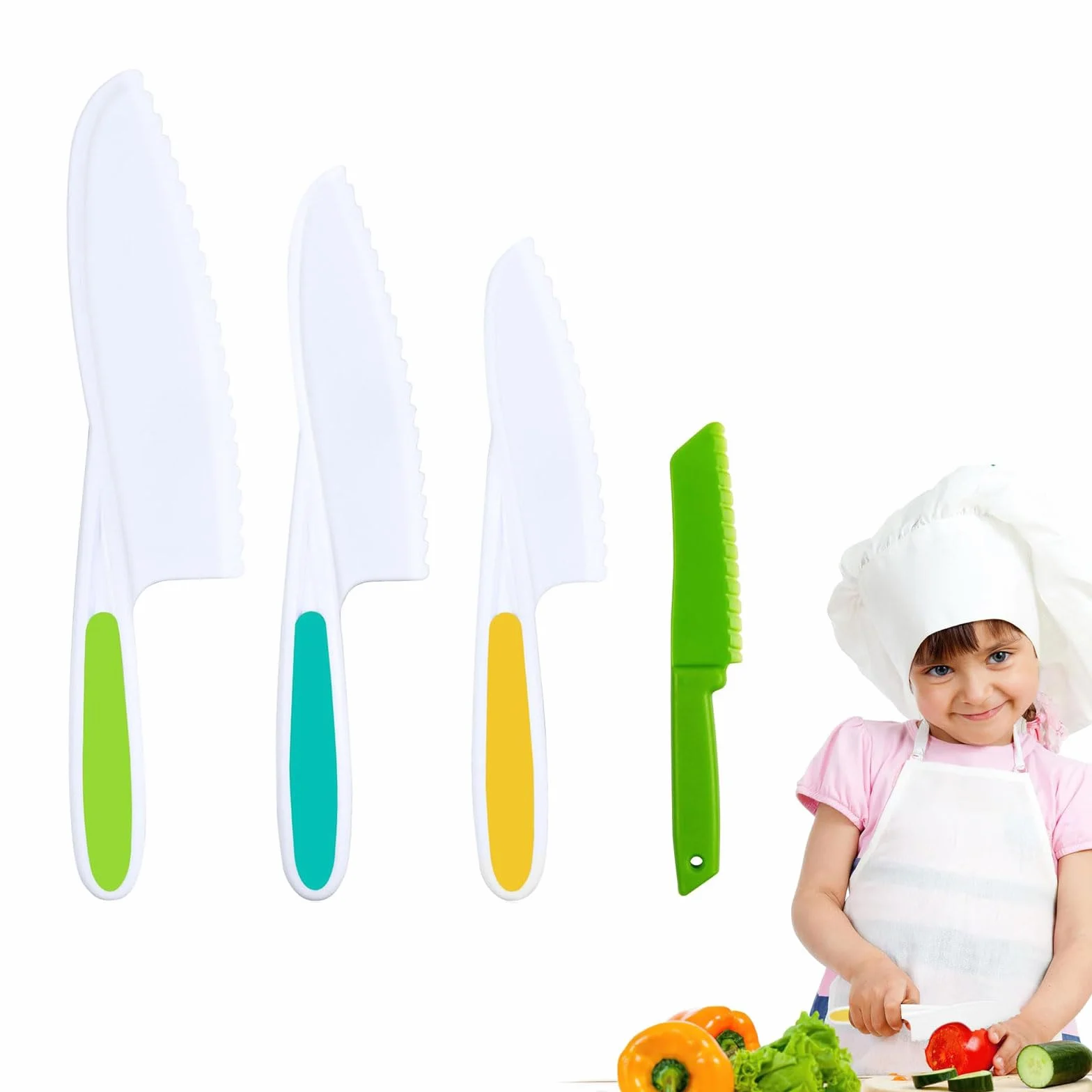 Coltelli Da Cucina per Bambini,Coltelli Di Sicurezza per Bambini,4 Pezzi Coltelli per Bambini,Coltelli Da Cucina per Bambini Set,Coltello Da Frutta per Bambini,Set Di Coltelli Da Cucina per Bambini
