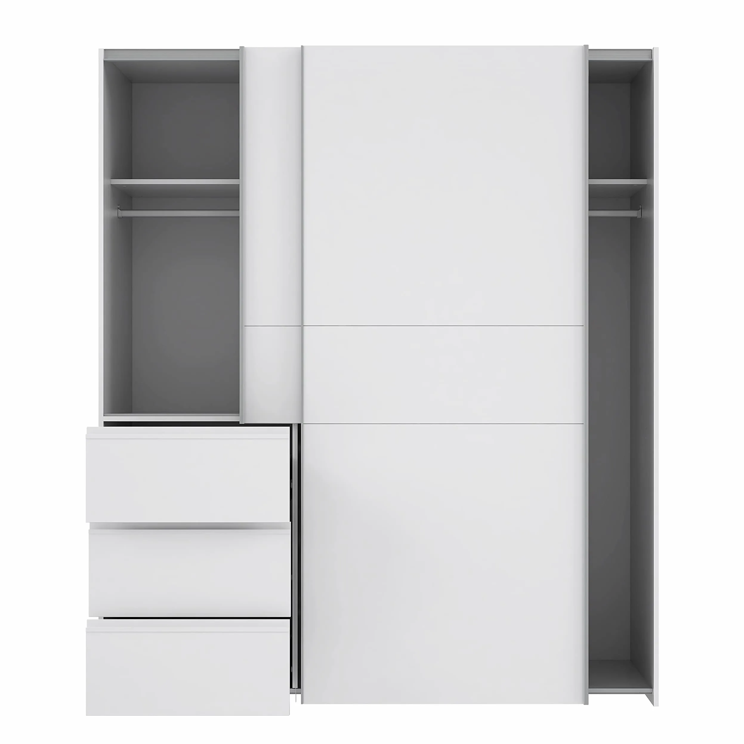 AVANTI TRENDSTORE Fjolla - Armadio in legno laminato con ante scorrevoli, all'interno ripiani e appendiabiti. Disponibile in bianco. Dimensioni LAP 170,3x200,5x61,2 cm