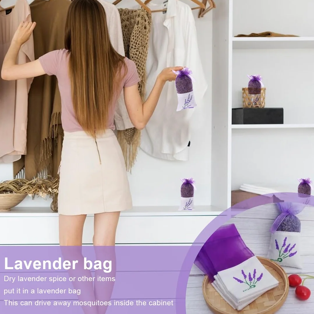 IKOPFLN Sacchetti Organza Grandi per Lavanda Essiccata - Profumati Vuoti in Cotone per Armadio, Spezie ed Erbe