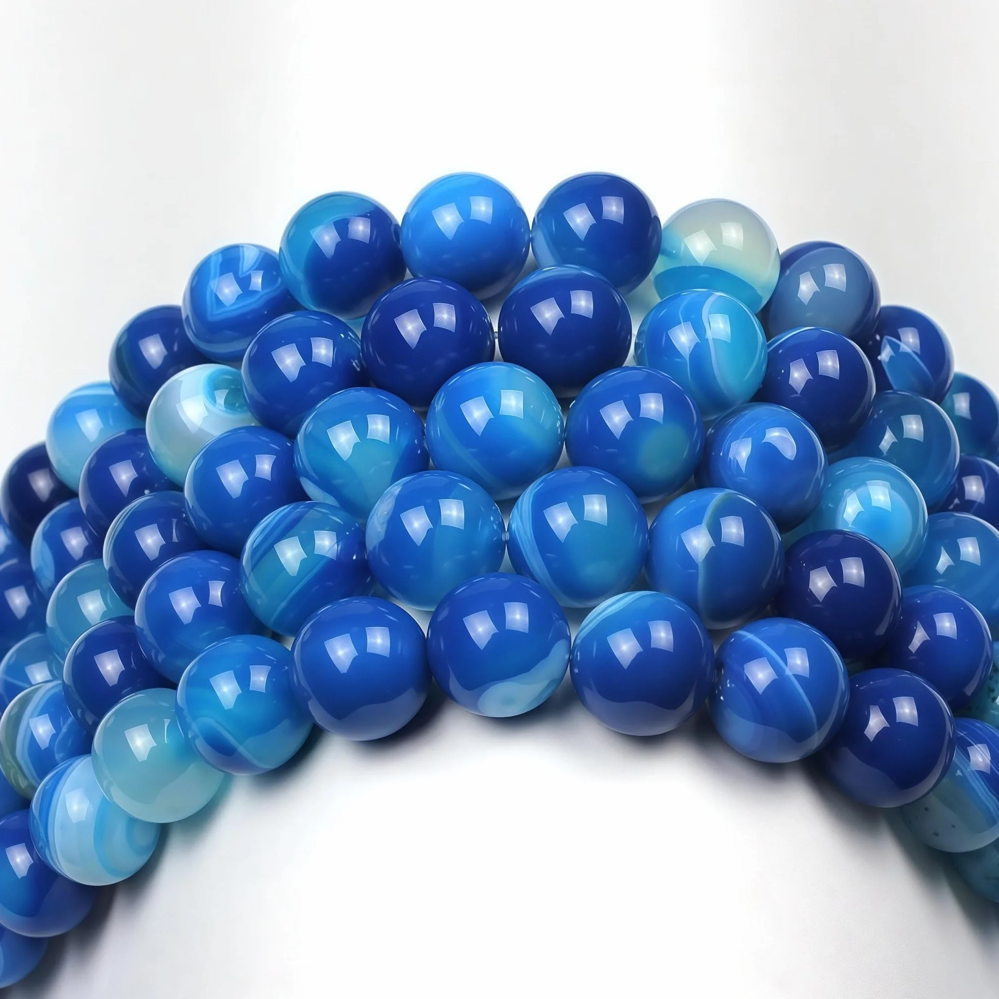 MJDCB 35 pezzi 10mm Agata Striata Blu Sciolto Perline in Pietra Semipreziose Naturale per Creazione Braccialetti Collane e Gioielli Pietre Dure per Bigiotteria Fai Da Te Rotonde