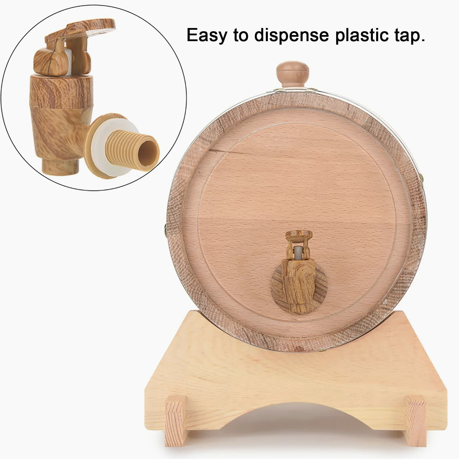 Cocoarm Botte di Vino Vintage in Legno di Quercia per Birra, Whisky, Rum, per la Conservazione di Vino Pregiato, Brandy, Whisky, Tequila (5L)