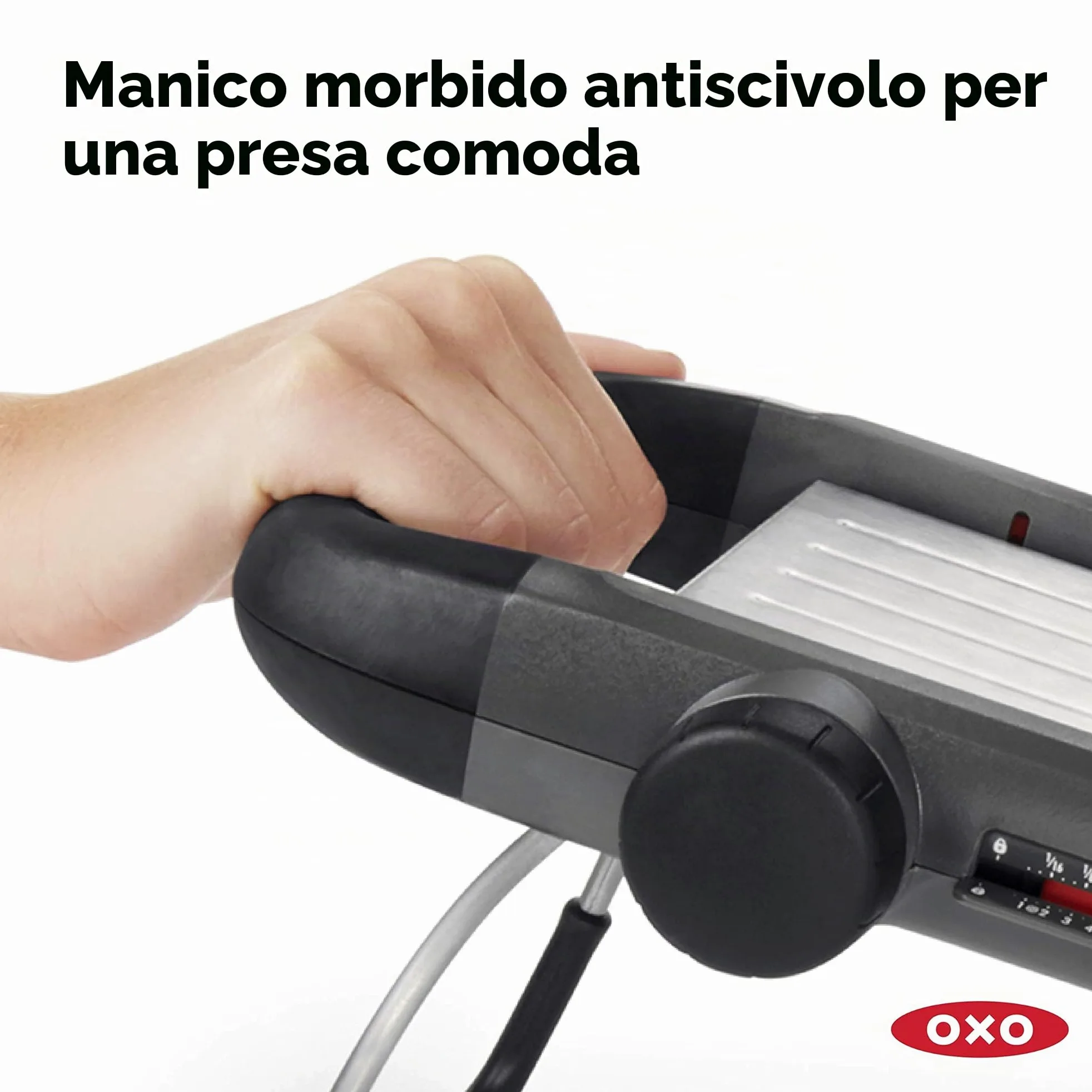 OXO Good Grips - Affettatrice professionale per frutta e verdura 2.0 con lame giapponesi in acciaio inox, colore: grigio