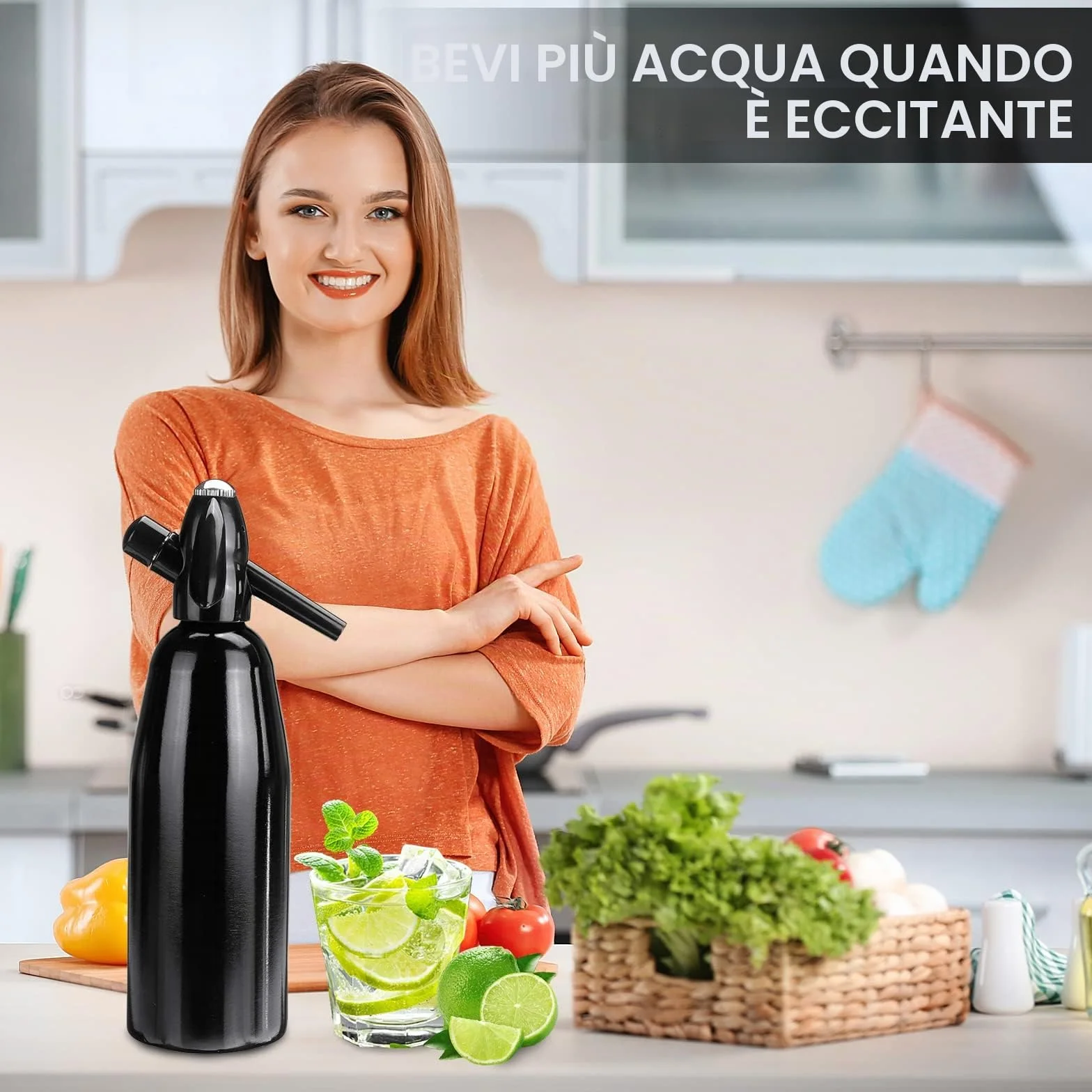 Soda Maker 1L Alluminio Sifone per Soda con Regolatore di Pressione