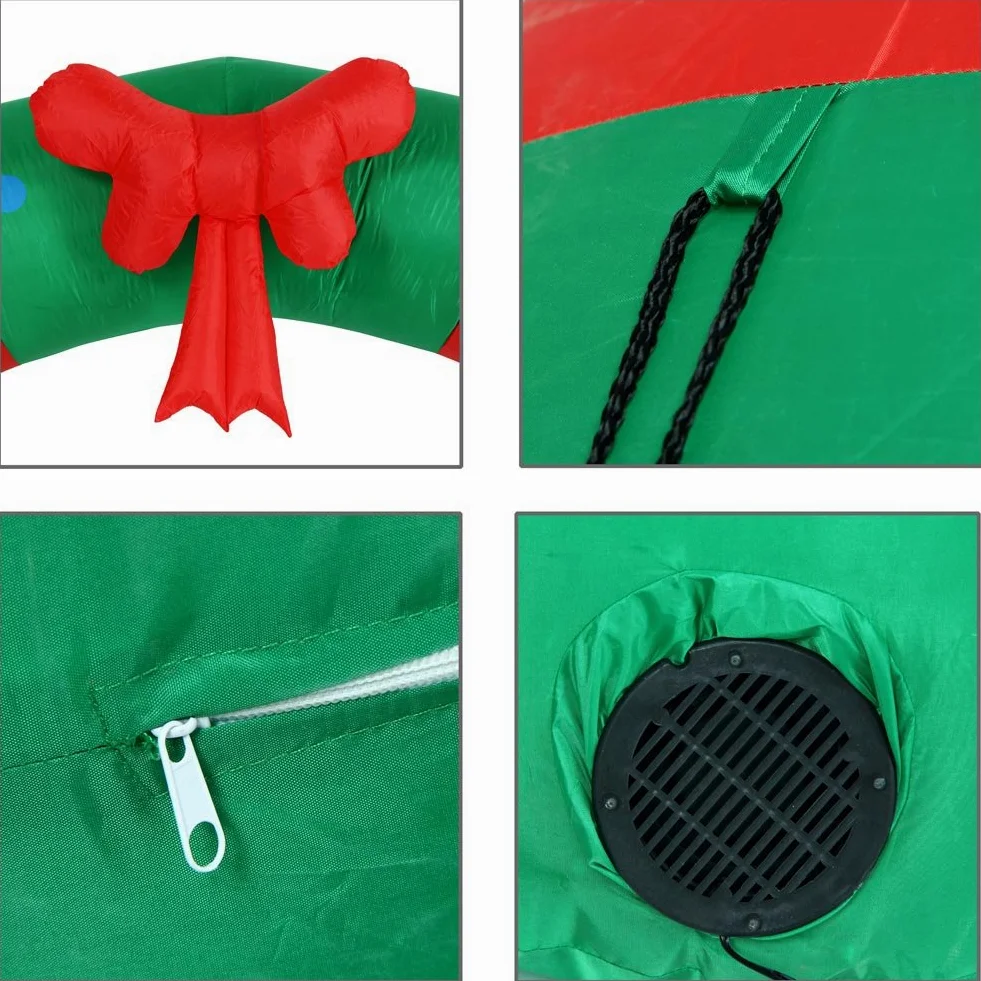BAKAJI Arco Gonfiabile Gigante Natalizio Altezza 240 cm con Babbo Natale e Pupazzo di Neve con Kit Fissaggio per Esterno Illuminazione LED Protezione IP44 Decorazione Natalizia (240 cm)