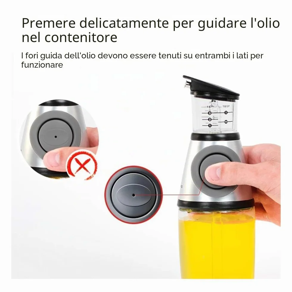 Bottiglie Erogazione Versatore Cucina Ampolla con Beccucci Antigoccia Bottiglia per AcetoMisura Cottura Trasparente Verdure Bilancia Senza Beccuccio (Argento, 250 ml/8,8 oz)