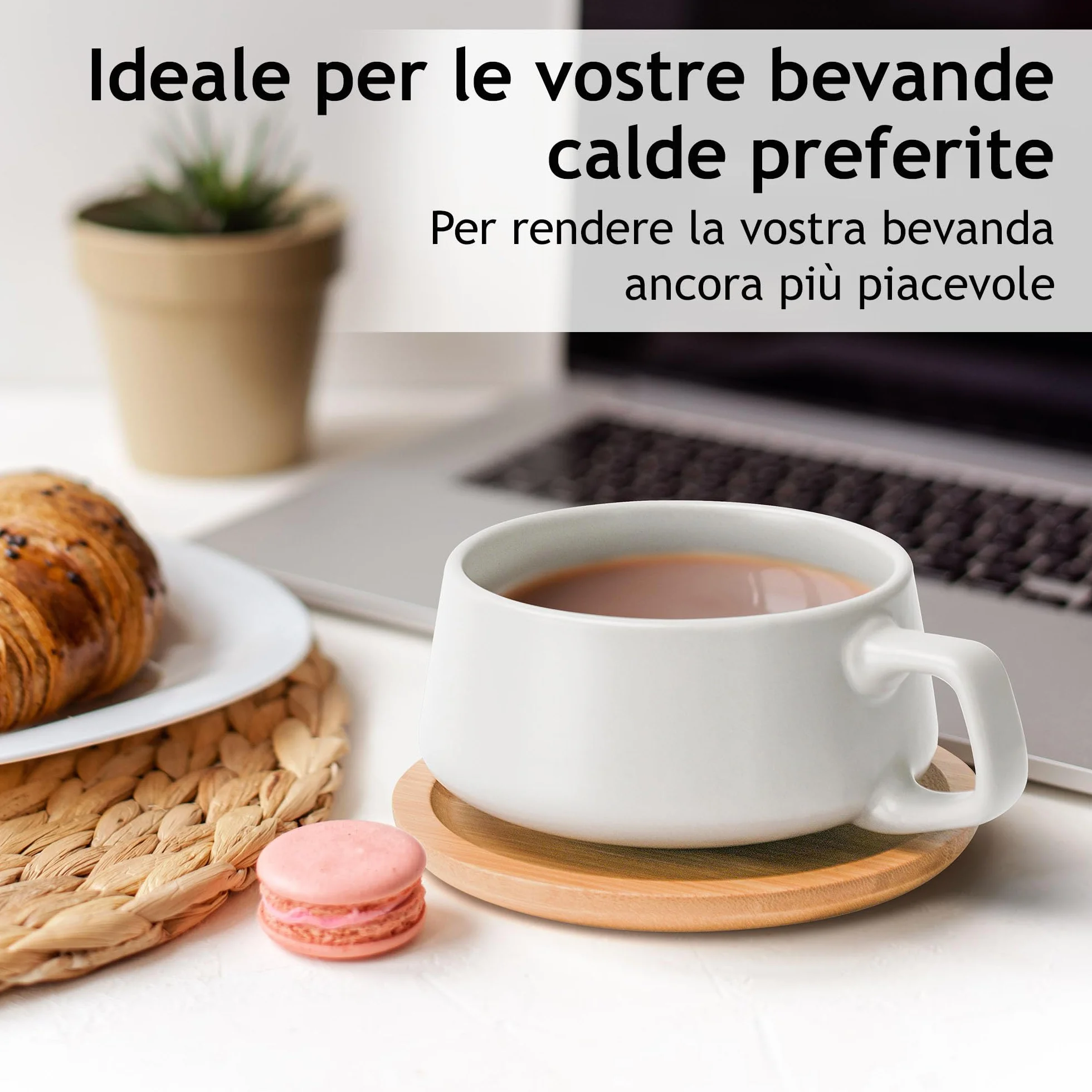 MIAMIO 4 tazze da caffè 320 ml set in gres Luxe Bianco