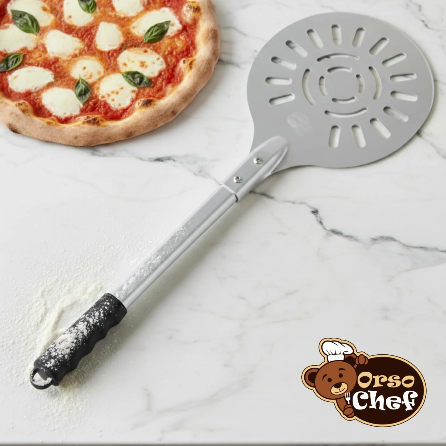 Paletta Gira Pizza Forata Alluminio Ø25 cm Leggera Antigraffio Forno Domestico