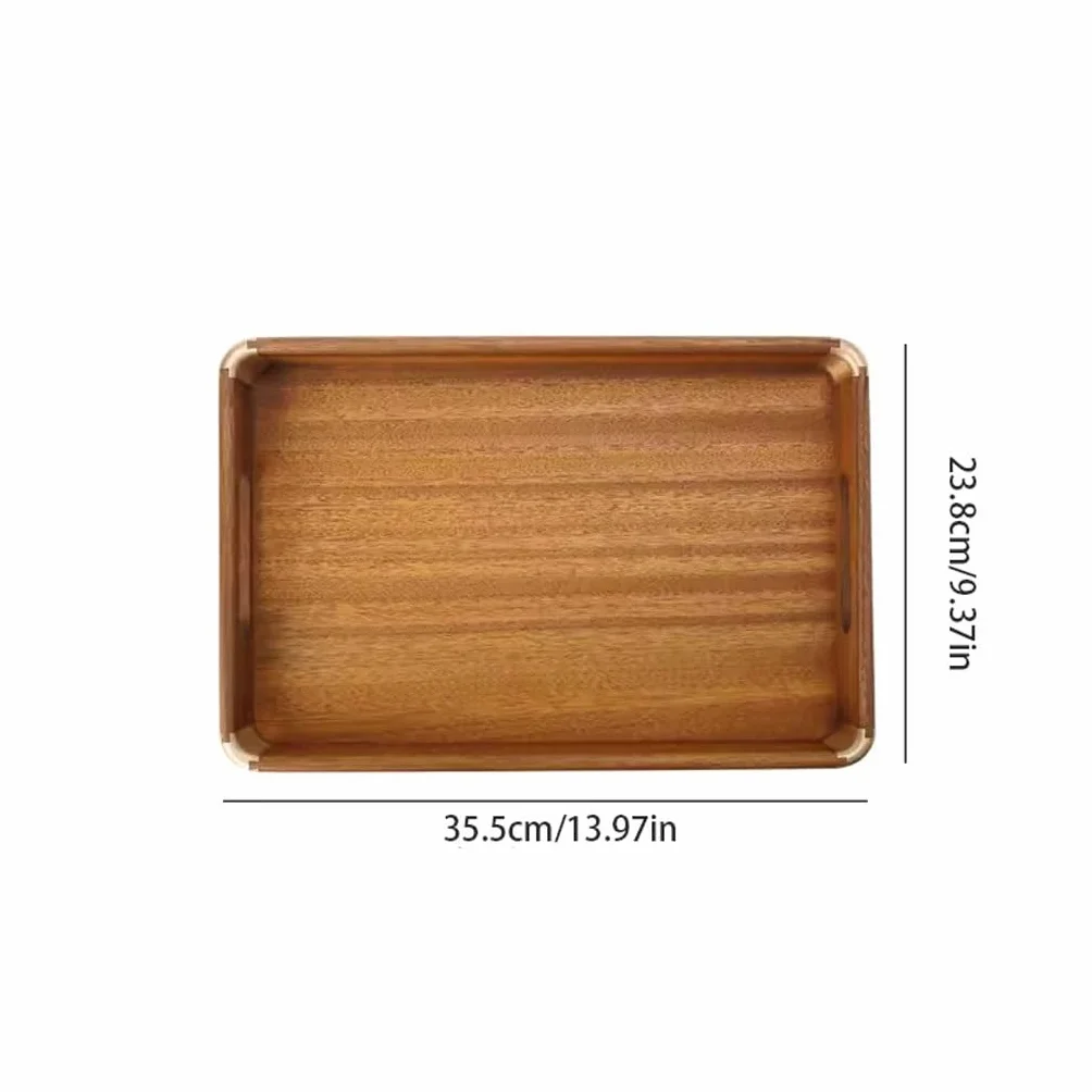 Wooden Serving Tray - Walnut Tea Tray for Afternoon Tea Rustic Home Decor Solid Wood Dining Tray for Restaurant Service & TV Use Versatile Food Platter (A)