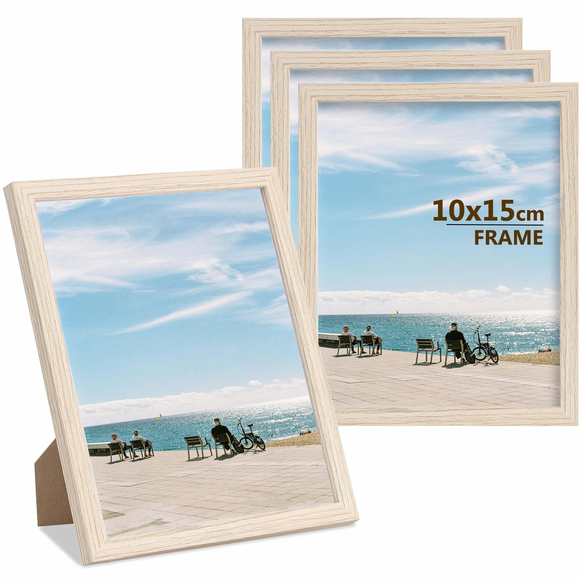 Cornice portafoto in legno da 10 x 15 cm, con cornice in vetro acrilico, set da 4 pezzi, per certificati, foto, poster, puzzle