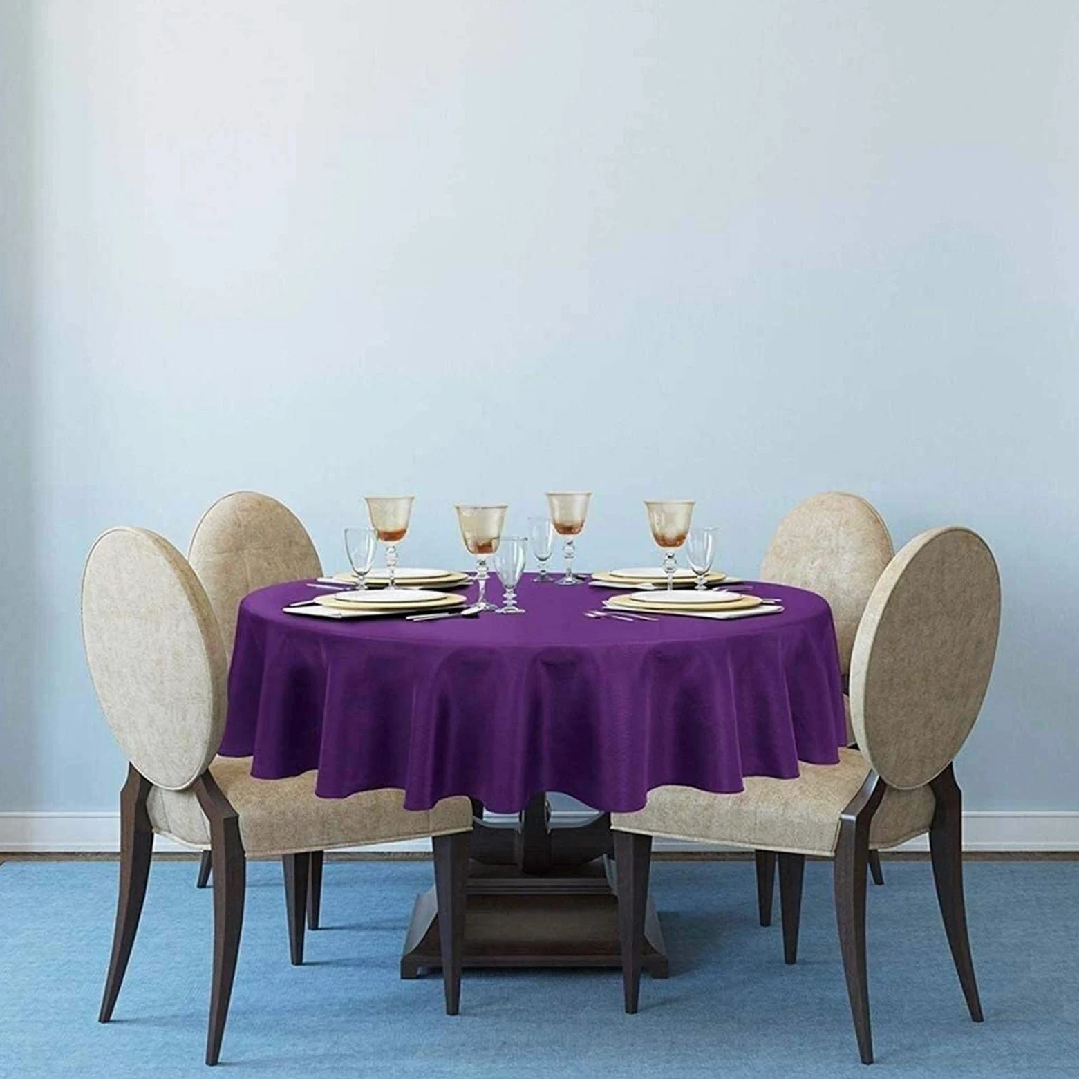 Tovaglie Fatte a Mano Tovaglia in Poliestere Solido Rotondo Semplice Tovaglia Rotonda Moderna Tovaglia per Ristorante di Nozze (Color : F, Size : 335CM)