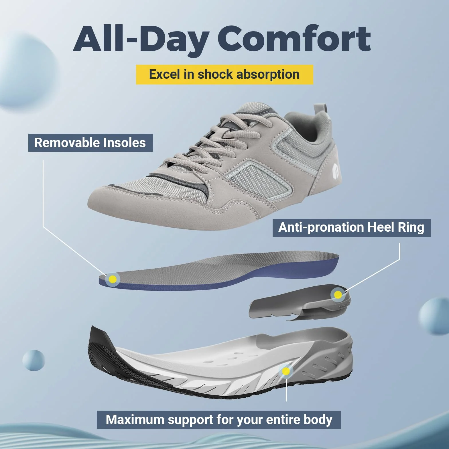FitVille Scarpe Uomo Sneakers Running Piedi Larghi Traspiranti Sportive