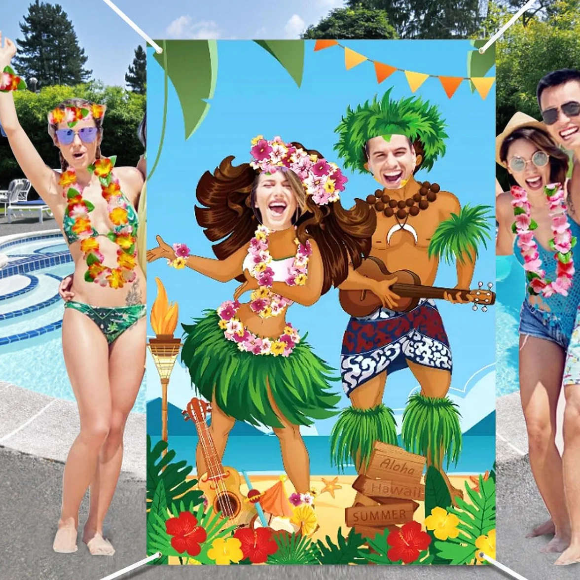 Sfondo Fotografico Festa Hawaiana 180 x 90 cm Hawaii Banner Decorazioni Tropicale
