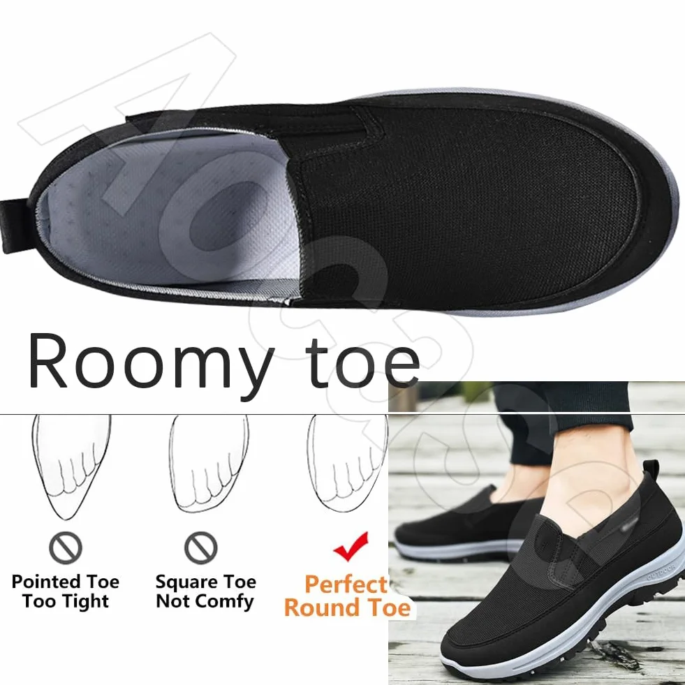 Scarpe Ortopediche Uomo con Strappo Scarpe da Ginnastica Traspiranti con Cuscino d'Aria Scarpe da Passeggio da Uomo estive alla Moda Sneaker Casual,Nero,40/250mm
