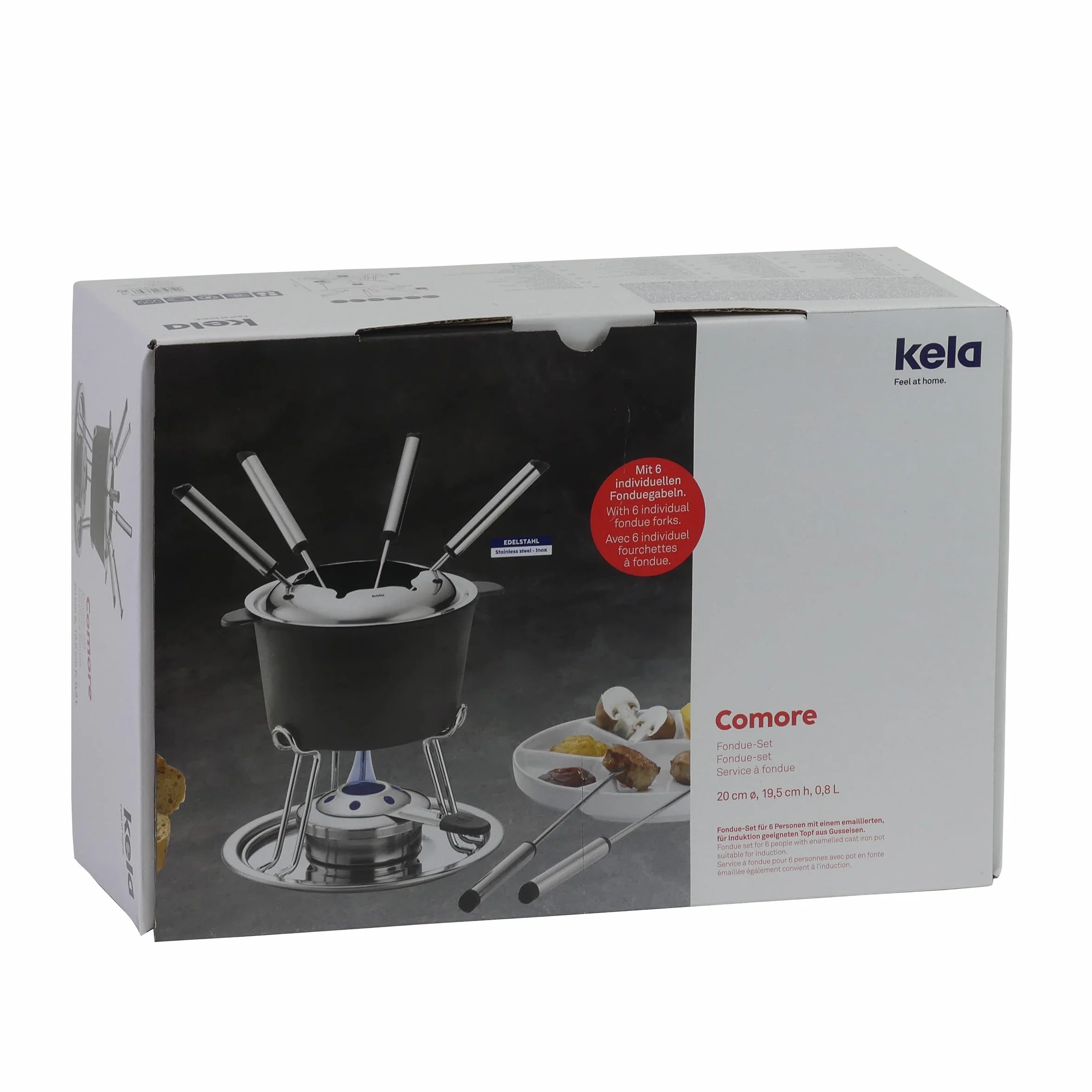 COMORE kela Set per fonduta di carne 11 pezzi, ghisa per 6 persone