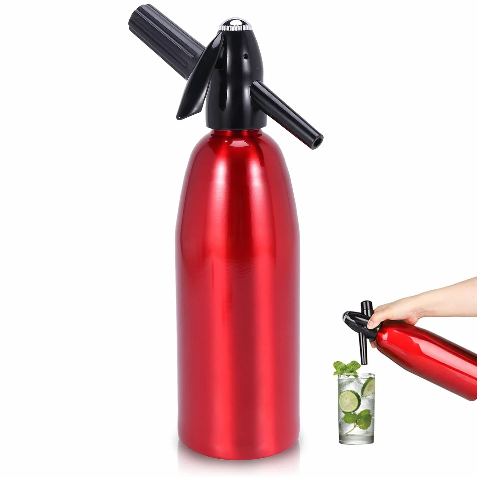 Soda Maker Portatile Aluminium Sparkling Water Maker con Regolatore di Pressione