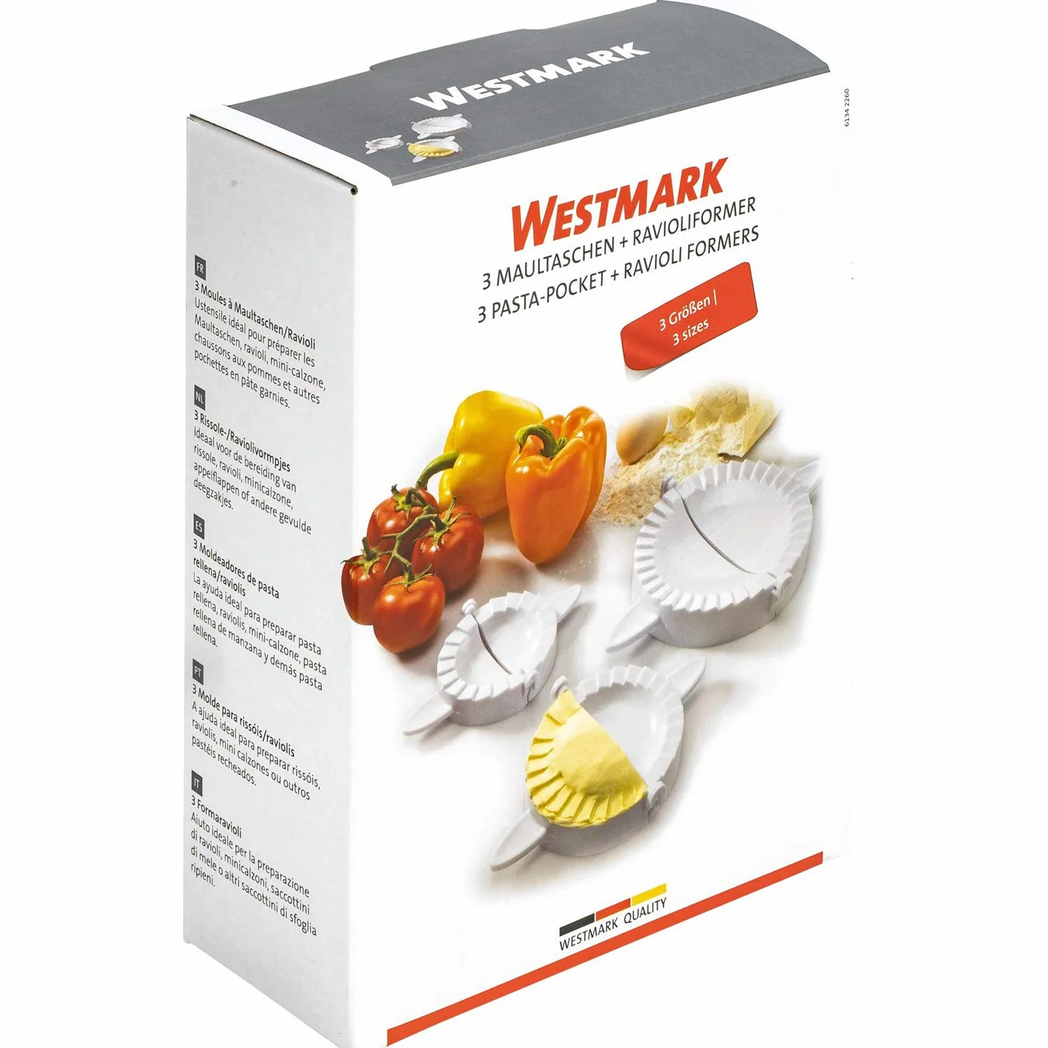 Westmark Set formine per ravioli 3 pezzi Ø 9,5/12/15,5 cm bianco plastica