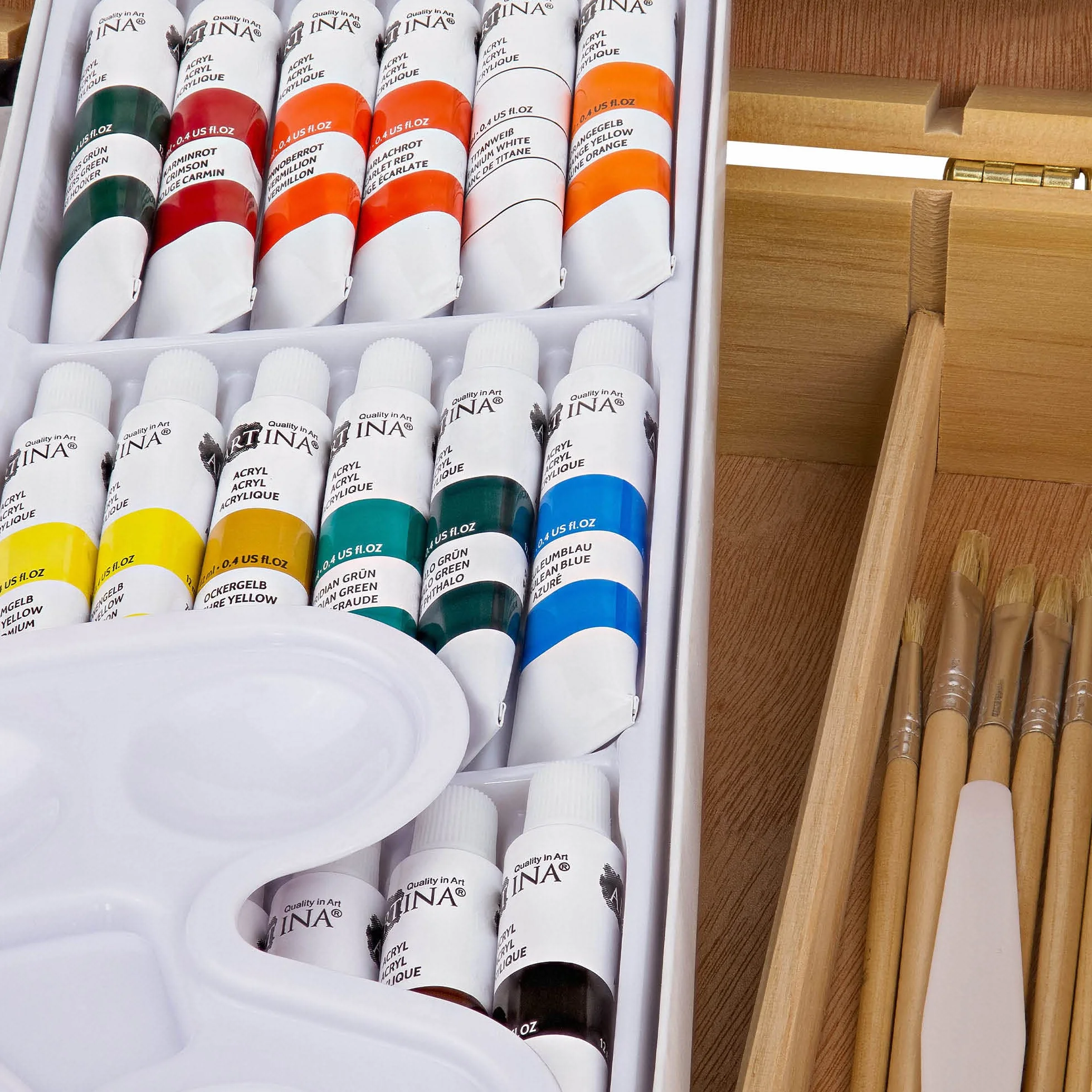 Artina Florenz Set pittura in valigetta 28 unità tela colori acrilici cavalletto da tavolo