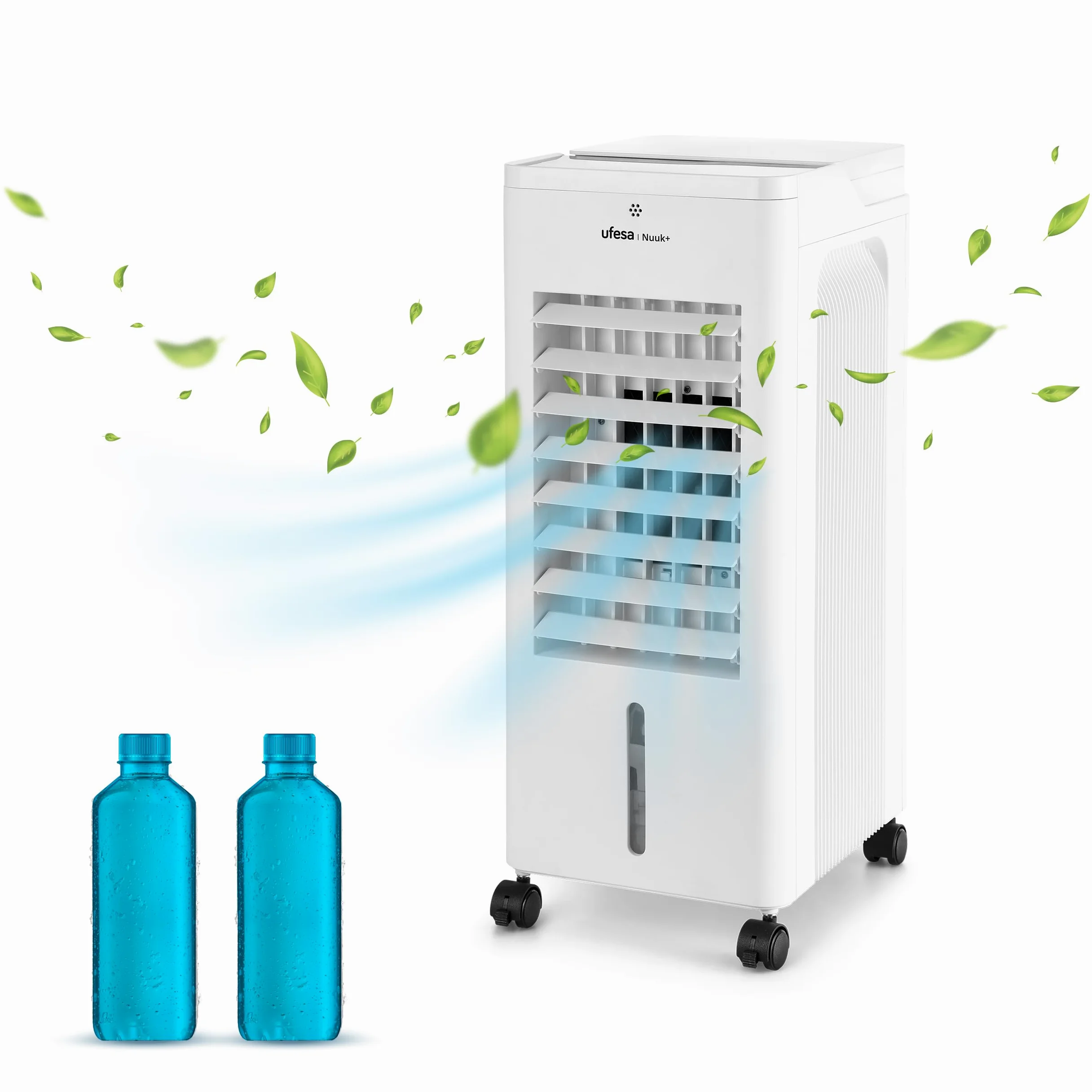 Ufesa Nuuk+ Raffrescatore Portatile Evaporativo 65W Funzione 3in1Raffreddamento Ventola e Ionizzazione 3Velocità 3Modalità Pannello a Sfioramento Serbatoio da 6L Timer12h Filtro Lavabile Telecomando
