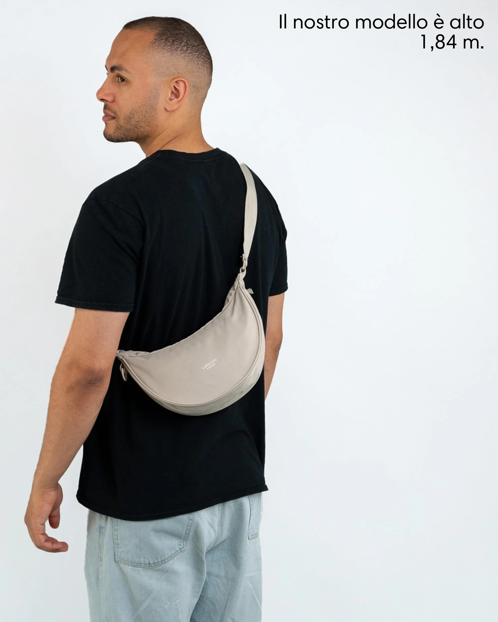 LARKSON Borsa a Tracolla Donna Beige - Solveig Small - Borsetta Mezzaluna - Borse a Spalla Piccola Elegante e Casual - Regolabile Marsupio alla Moda - Impermeabile