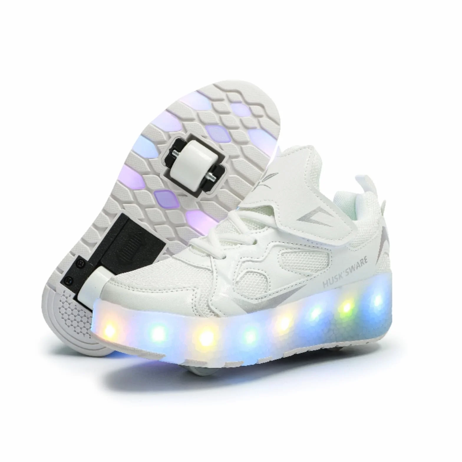 Sneaker per Bambini Scarpe da Skateboard a Due Ruote Luce a Cambio Colore Regolabile Ricarica USB 27–40 EU