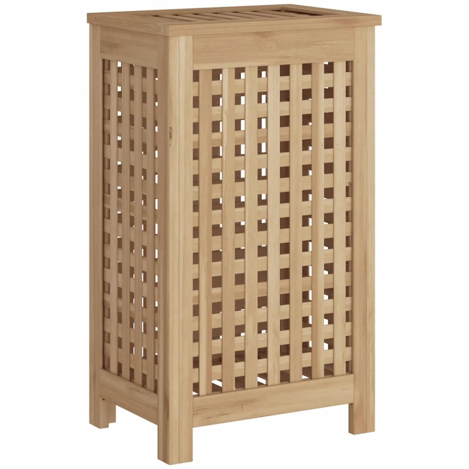 Cesto portabiancheria in legno di teak, design ventilato in teak massiccio, con borse rimovibili e ripiano per organizzare la biancheria e gli oggetti essenziali per la casa