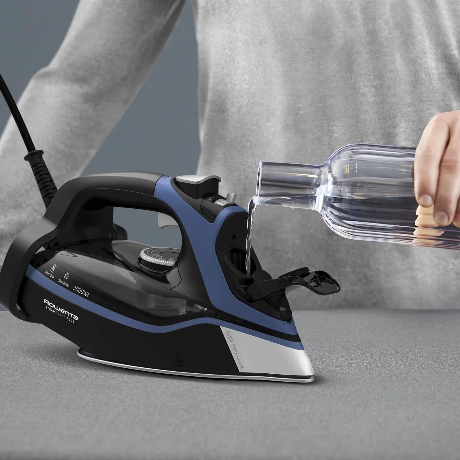 Rowenta Steam Force Plus, Ferro da Stiro a Vapore, 3000 W di Potenza, Sistema Anticalcare, piastra Microsteam400 HD, DW9411