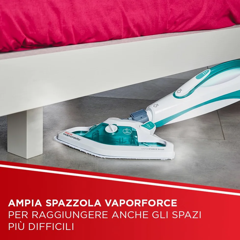 Polti Vaporetto SV450 Double, Scopa Vapore 2 in 1 con Pulitore Portatile, Potenza Max 1500 W, 13 Accessori Inclusi, Serbatoio Estraibile da 0,3 L, Azzurro e Bianco